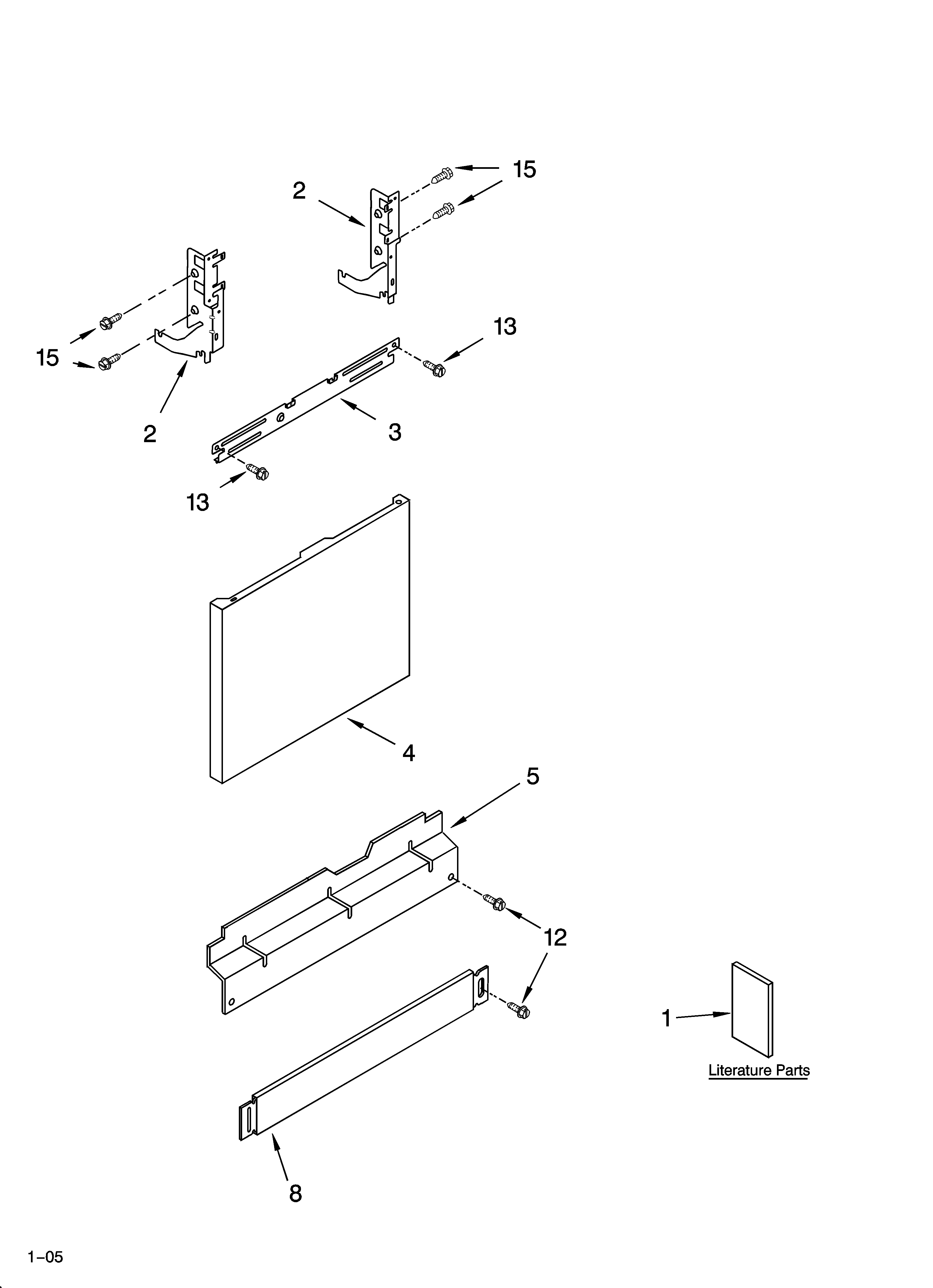 KitchenAid KUDJ01TJBL1 door and panel parts diagram