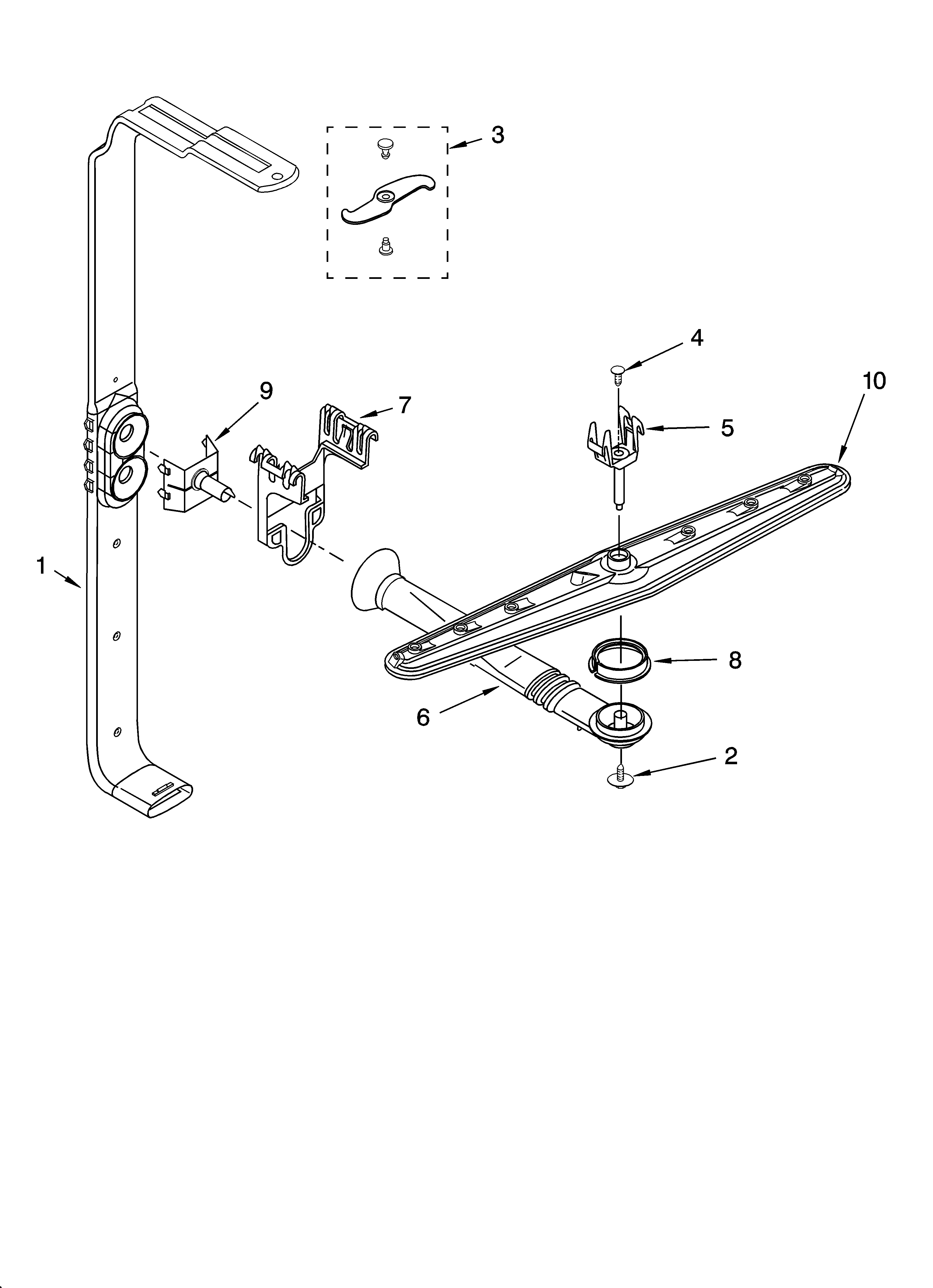 KitchenAid KUDM01TJBT1 upper wash and rinse parts diagram