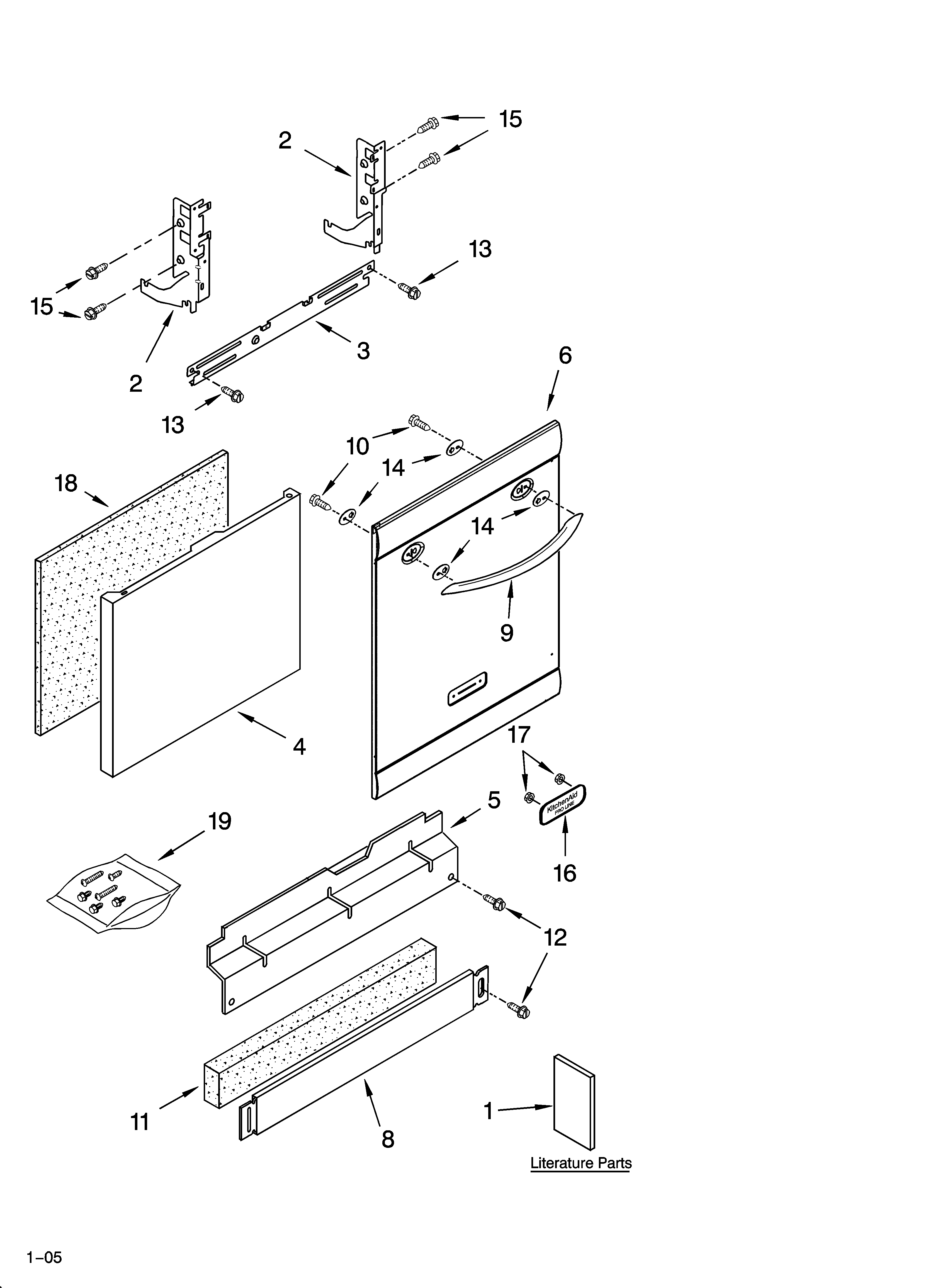 KitchenAid KUDS01VMSS6 door and panel parts diagram