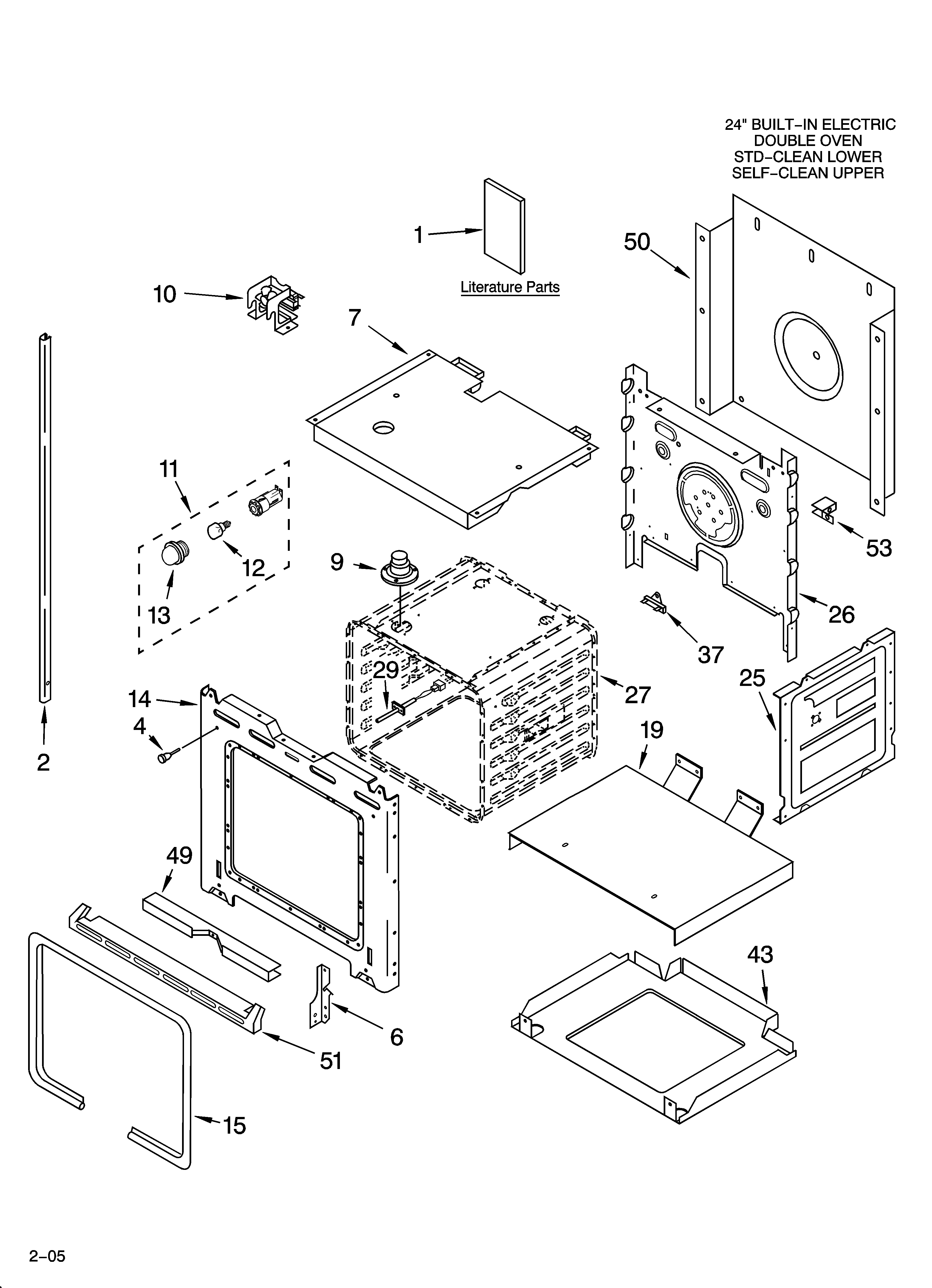 Whirlpool RBD245PDS15 lower oven parts diagram