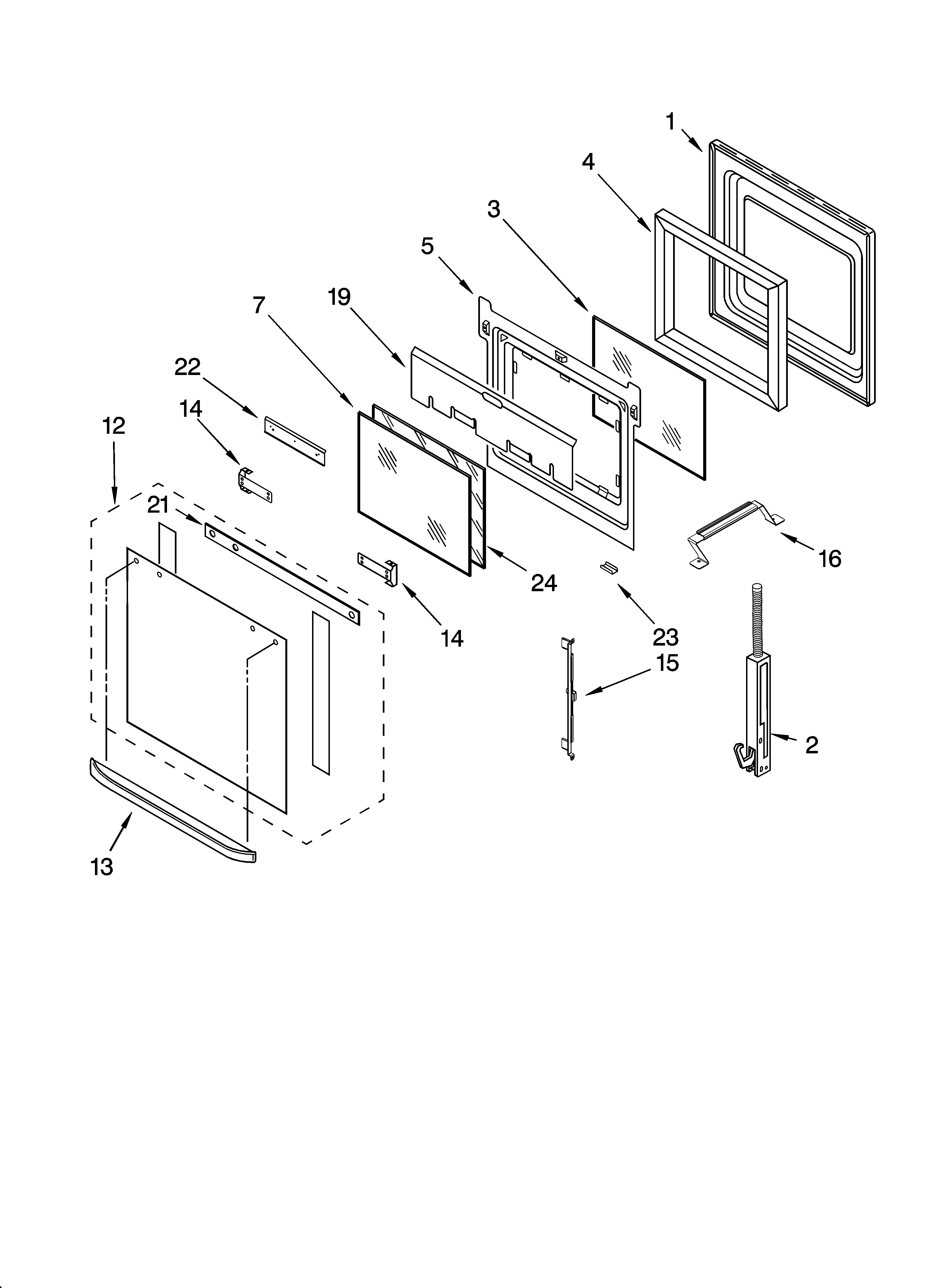 Whirlpool RBS275PDS17 oven door parts diagram