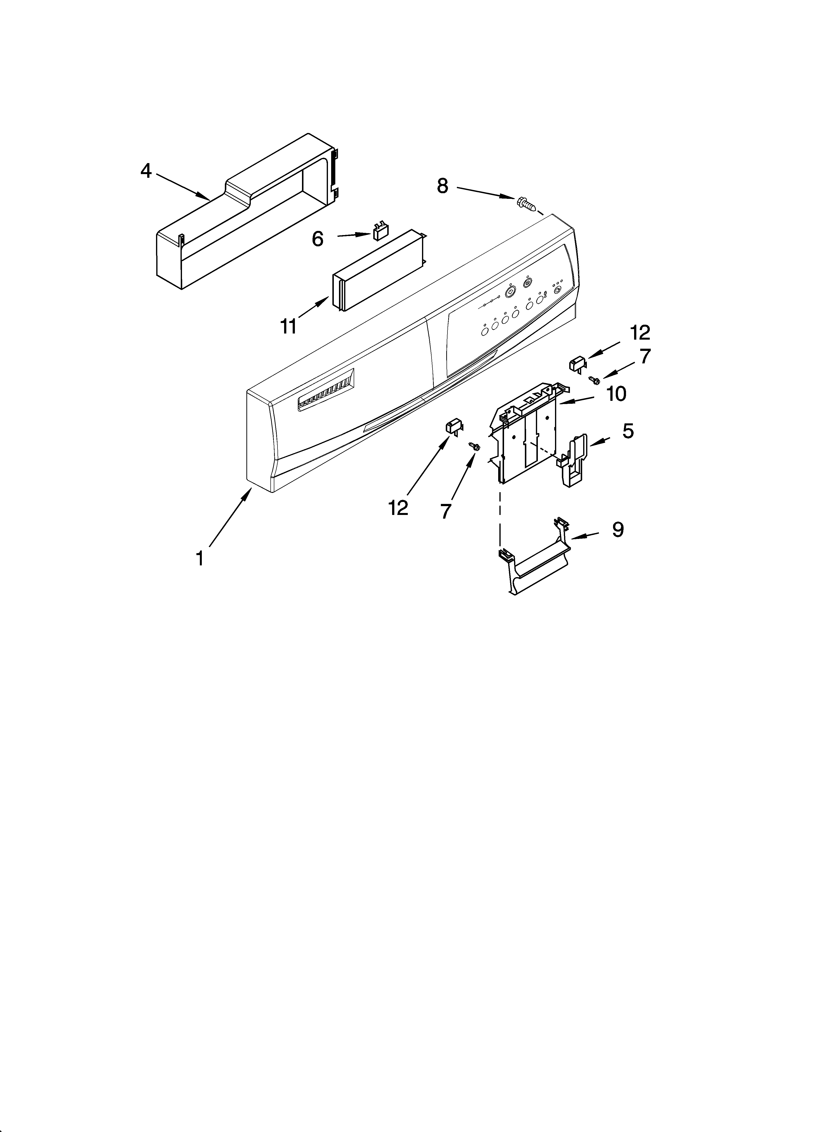 Whirlpool DU1048XTPS0 control panel parts diagram