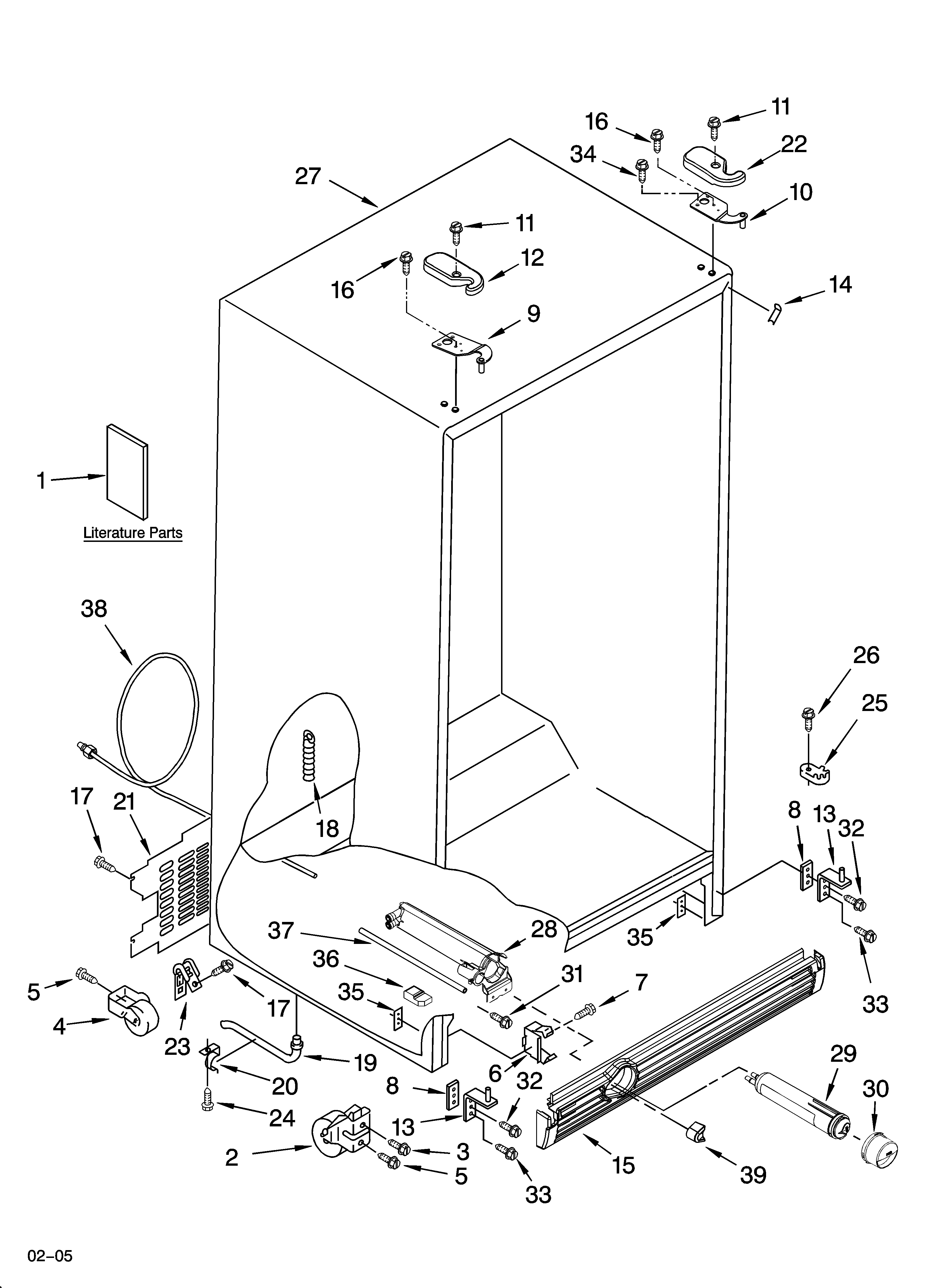 Whirlpool ED2JHGXRB00 cabinet parts diagram