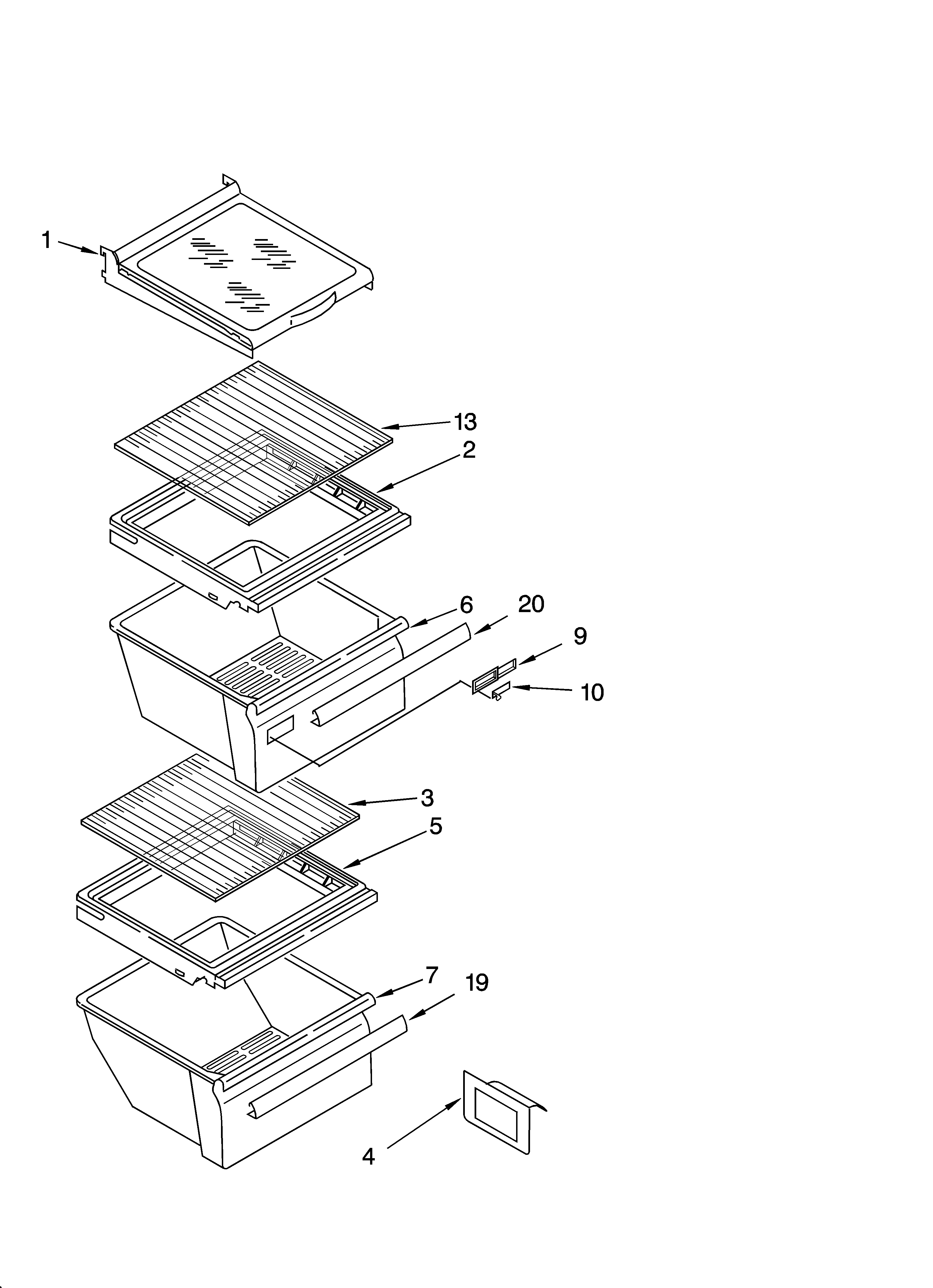 Whirlpool ED2JHGXRB00 refrigerator shelf parts diagram