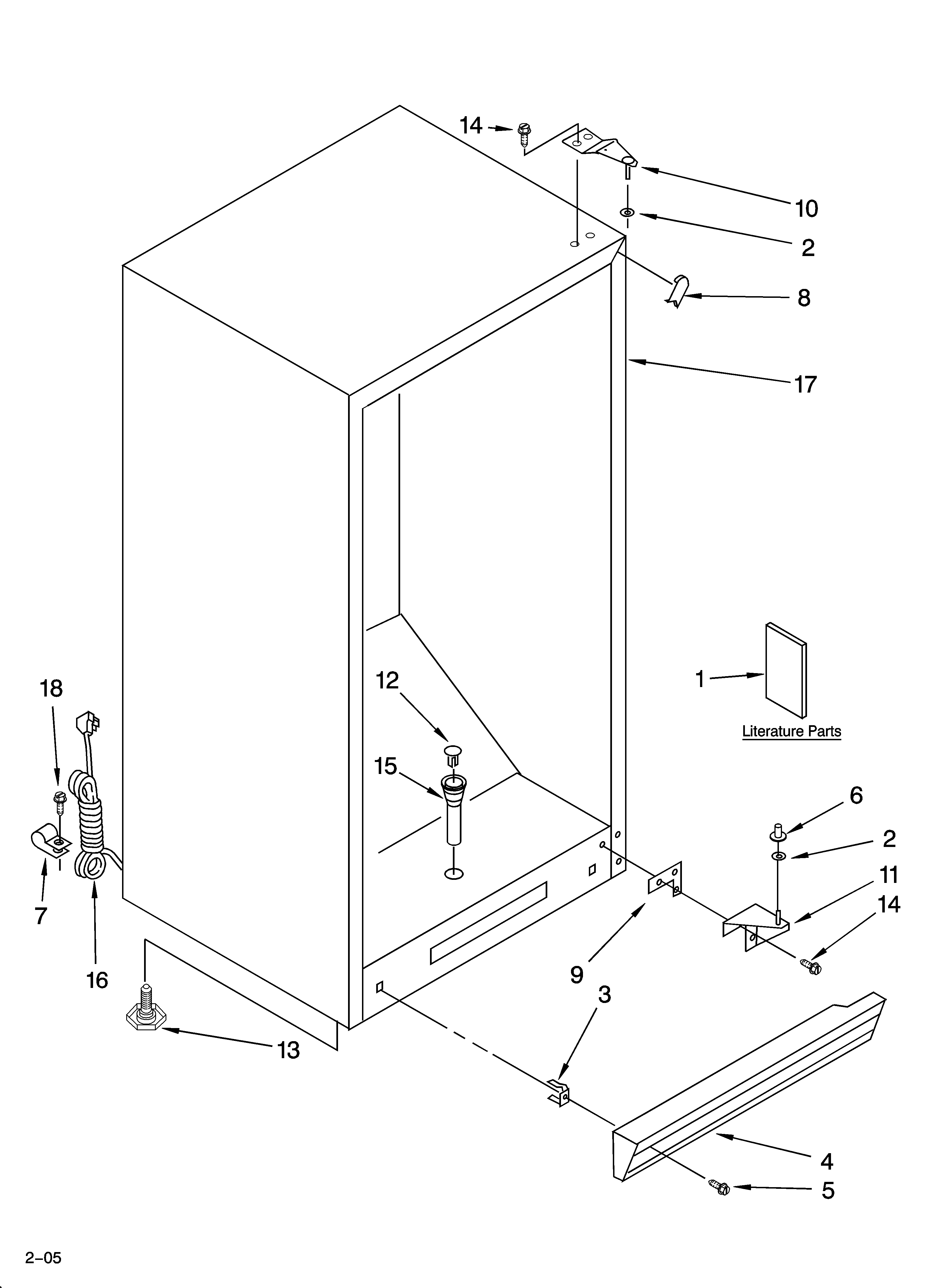 Whirlpool EV200FXMQ04 cabinet parts diagram