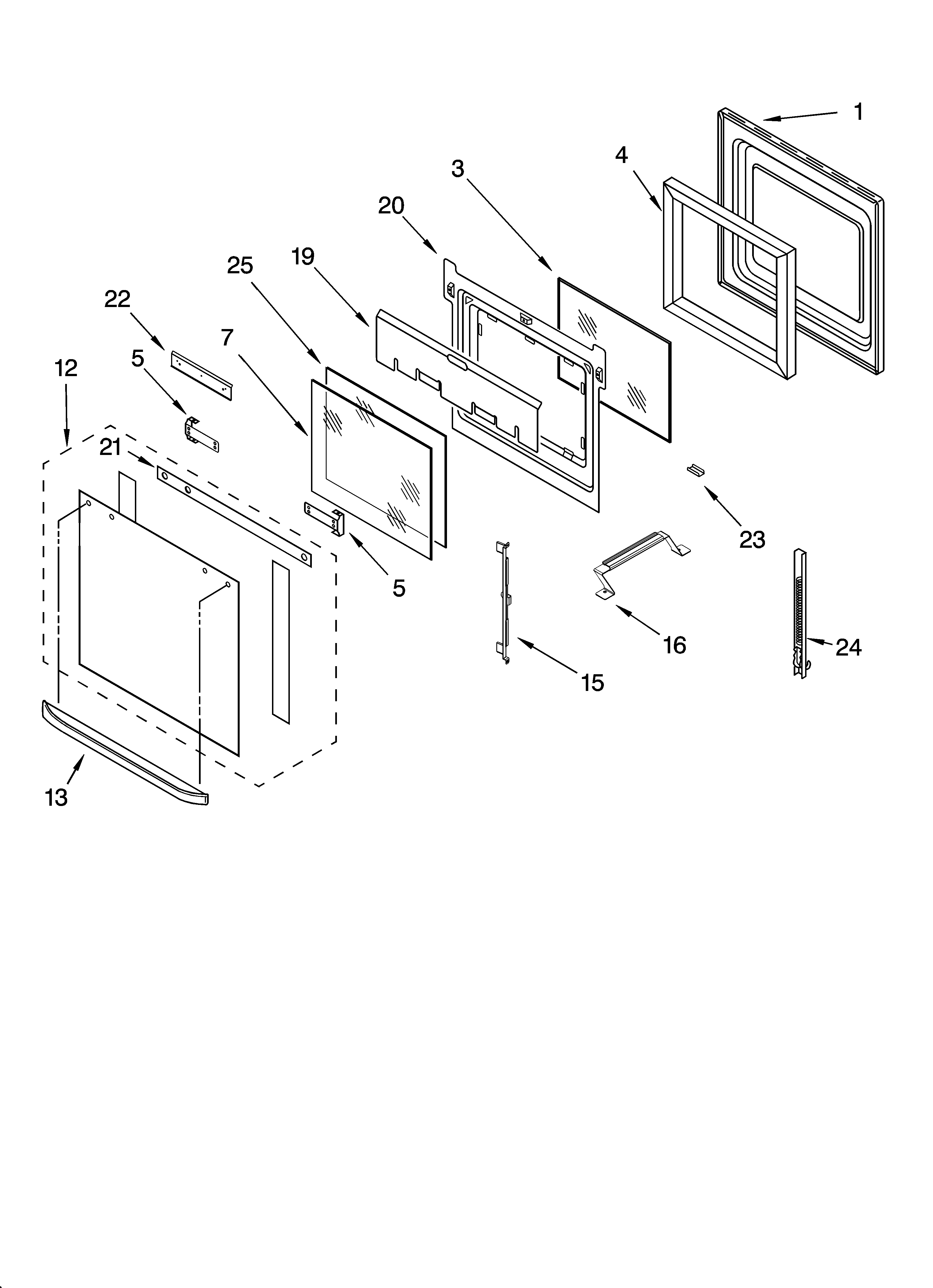 Whirlpool GBS277PDS12 oven door parts diagram