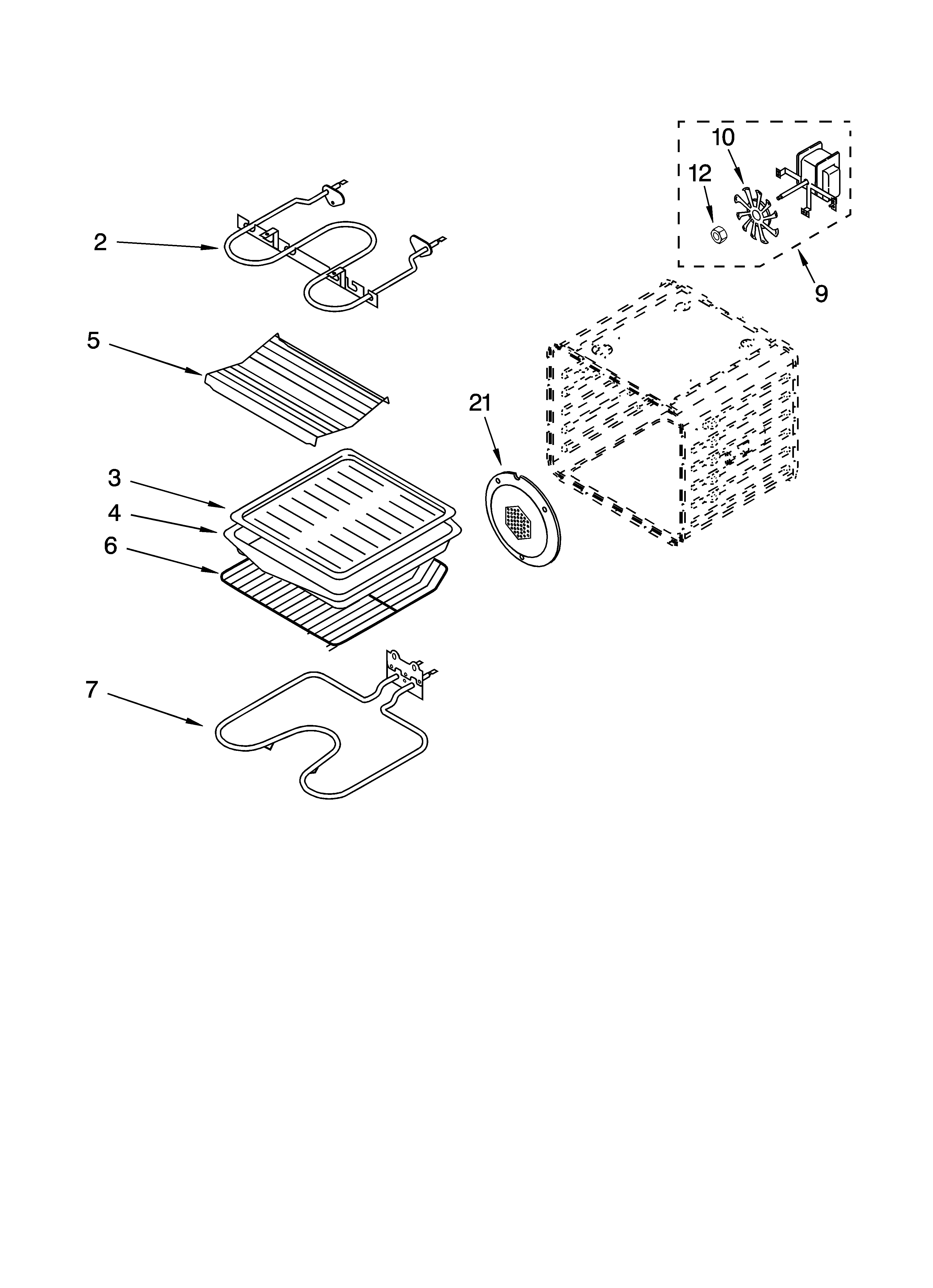 Whirlpool GBS277PDS12 internal oven parts diagram