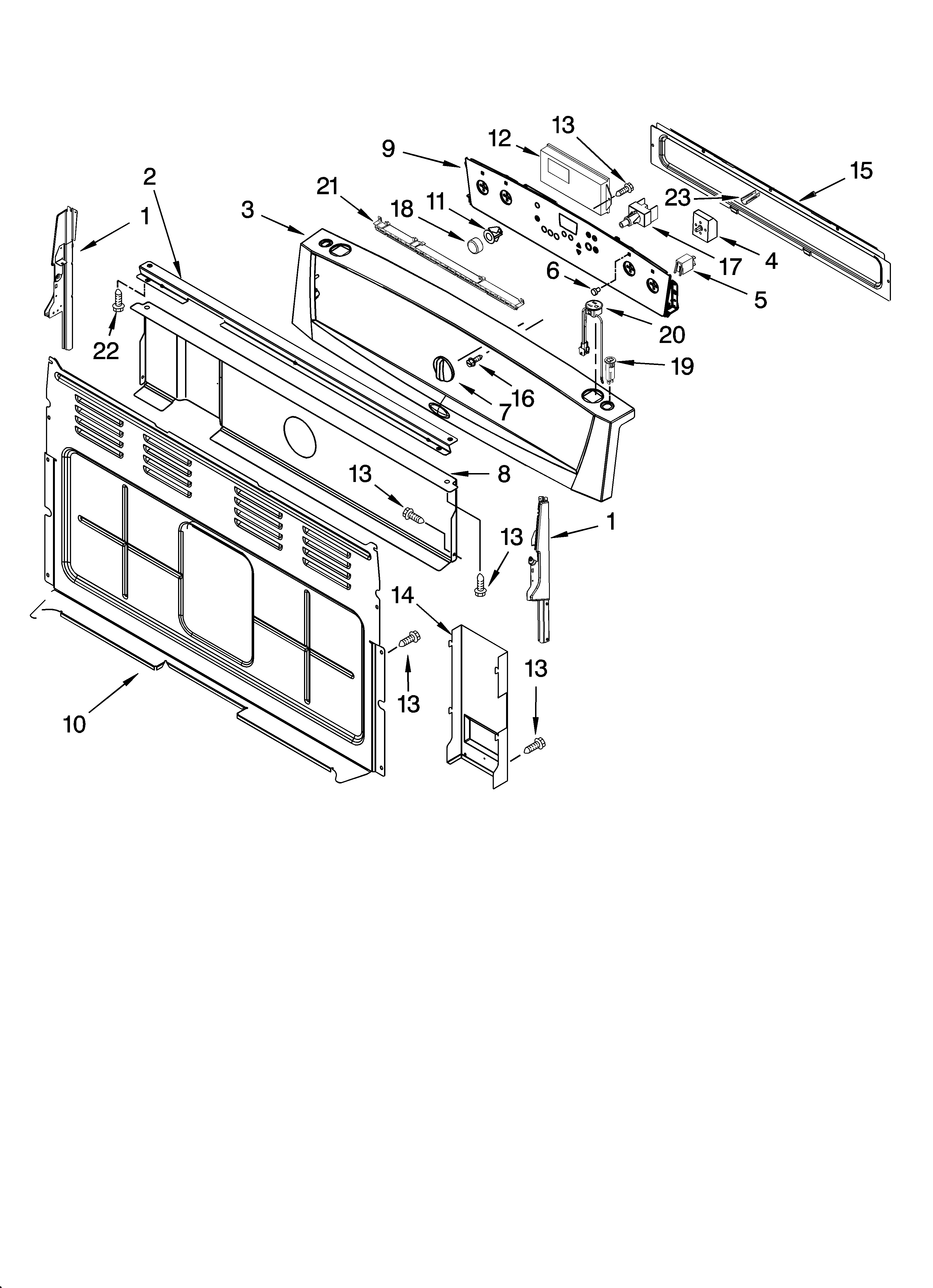 Whirlpool GERC4110PB1 control panel parts diagram