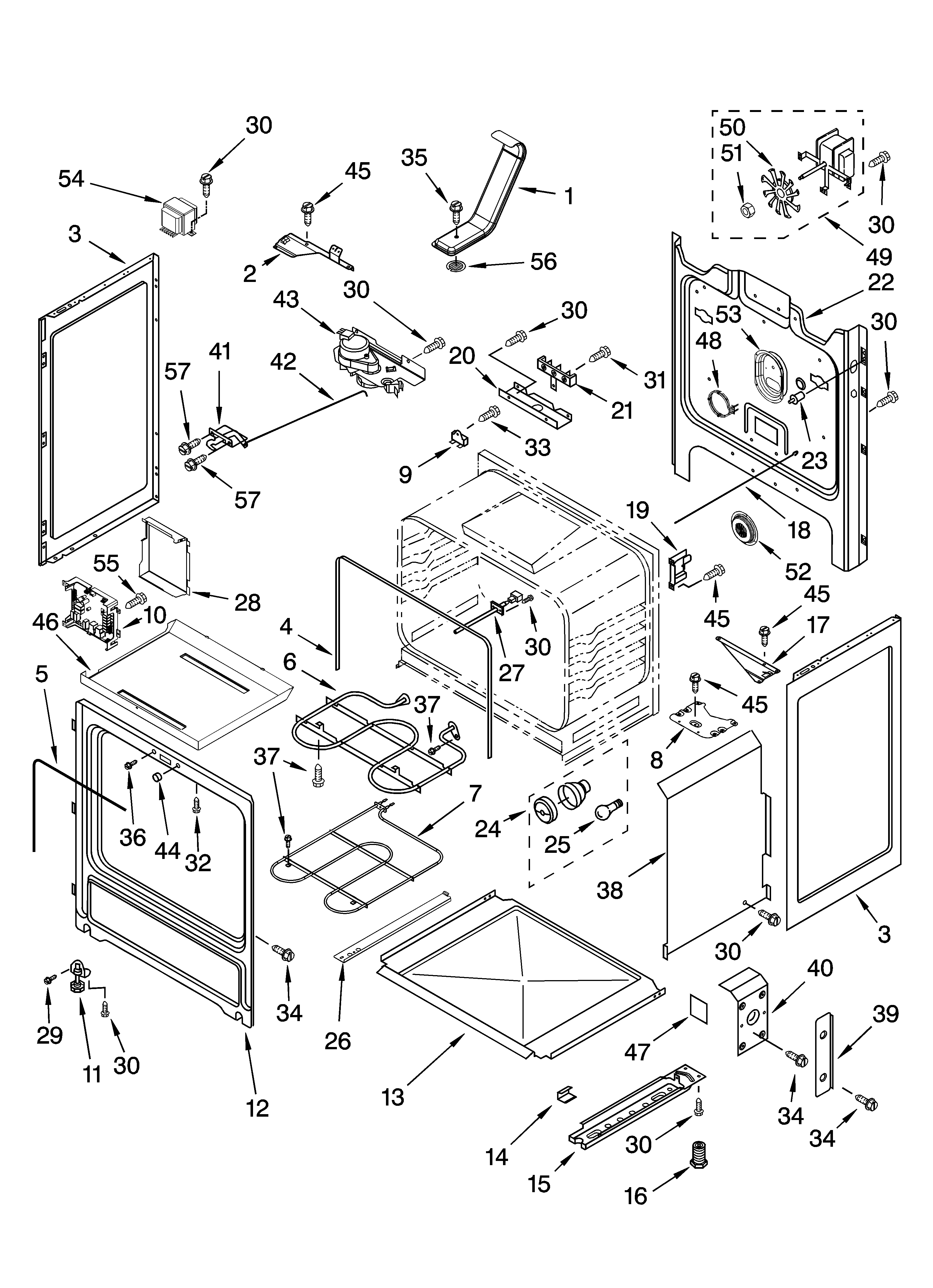 Whirlpool GERC4110PB1 chassis parts diagram