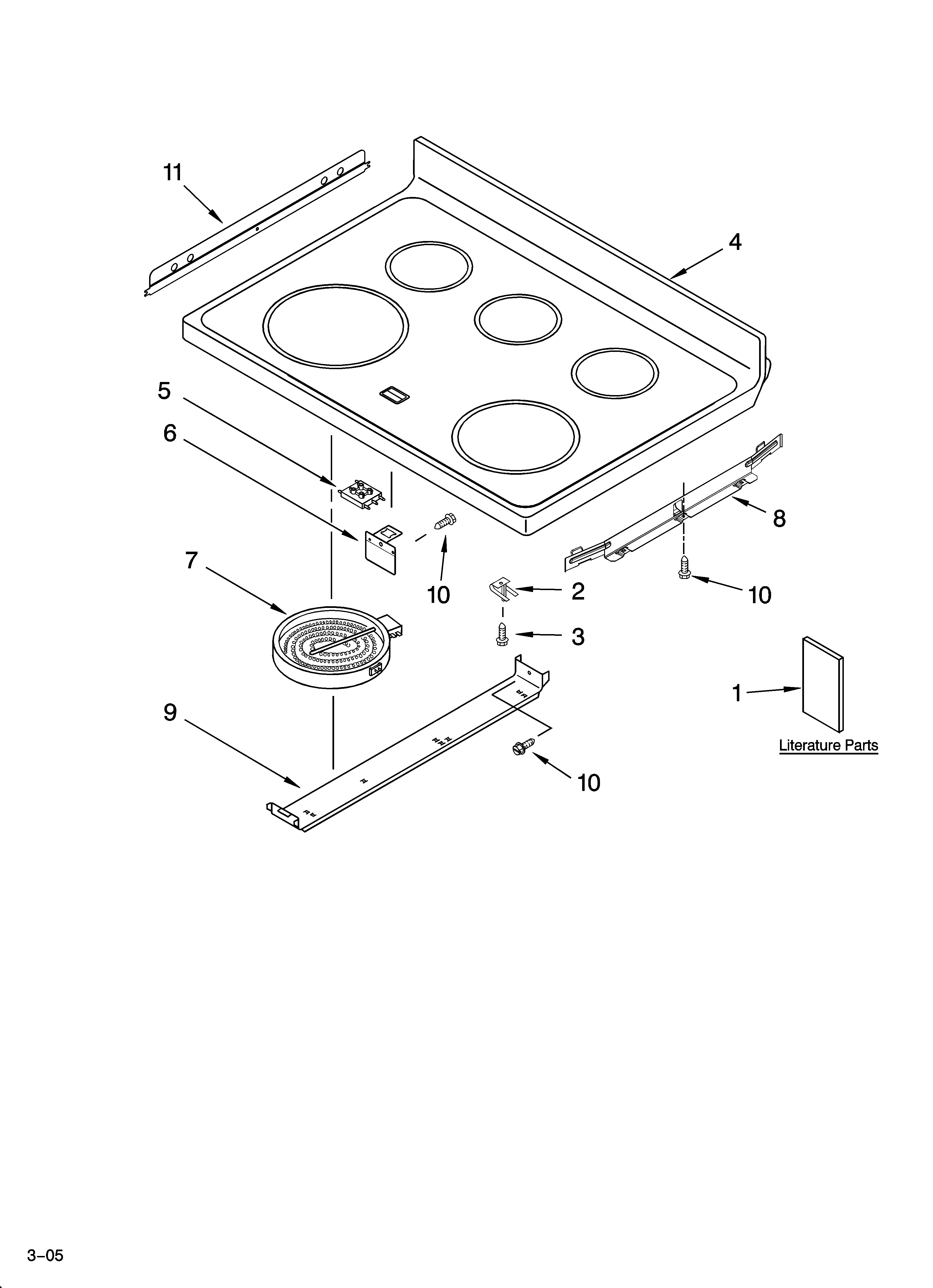 Whirlpool GERC4120PT1 cooktop parts diagram