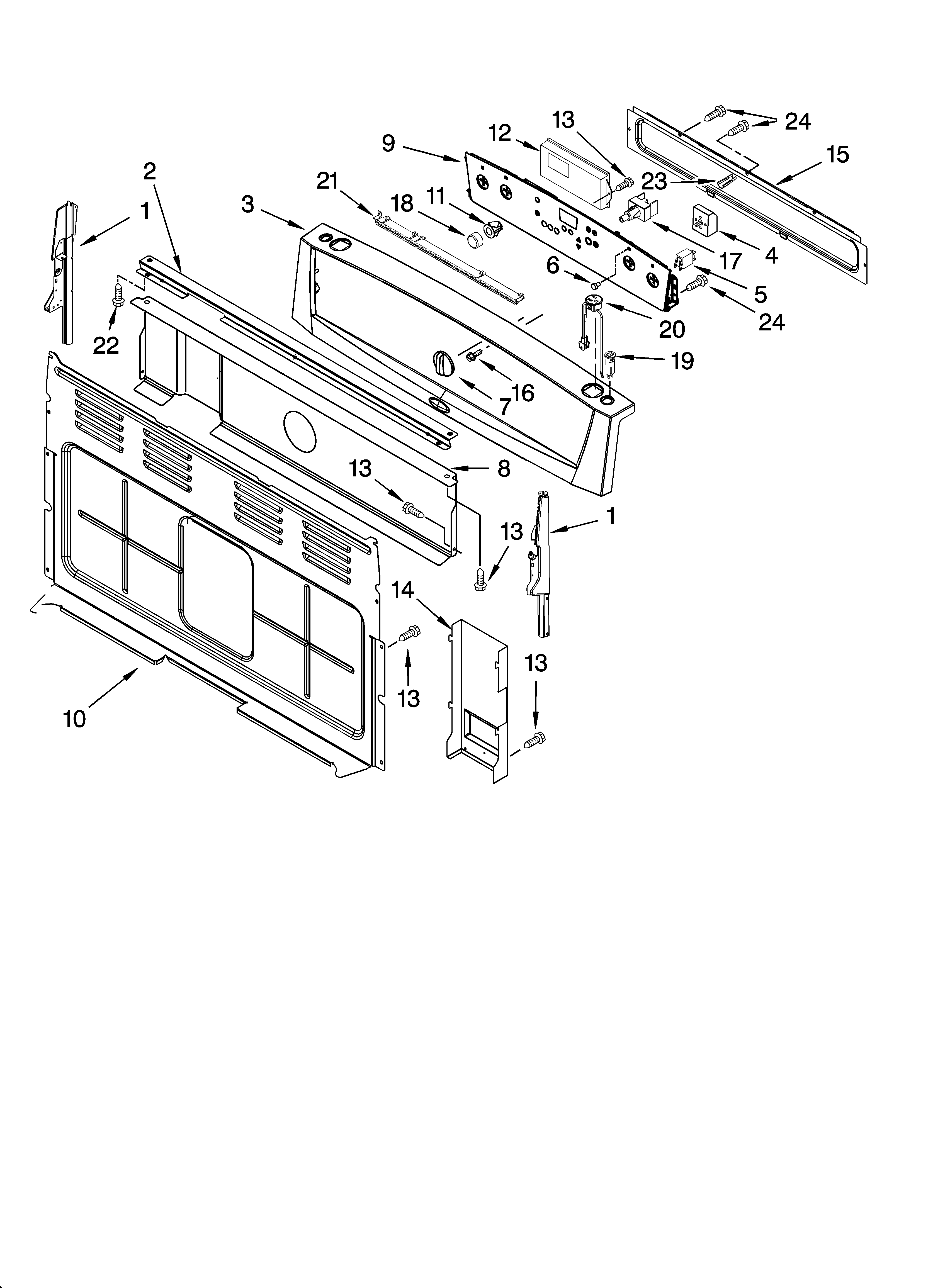 Whirlpool GERC4120PT1 control panel parts diagram