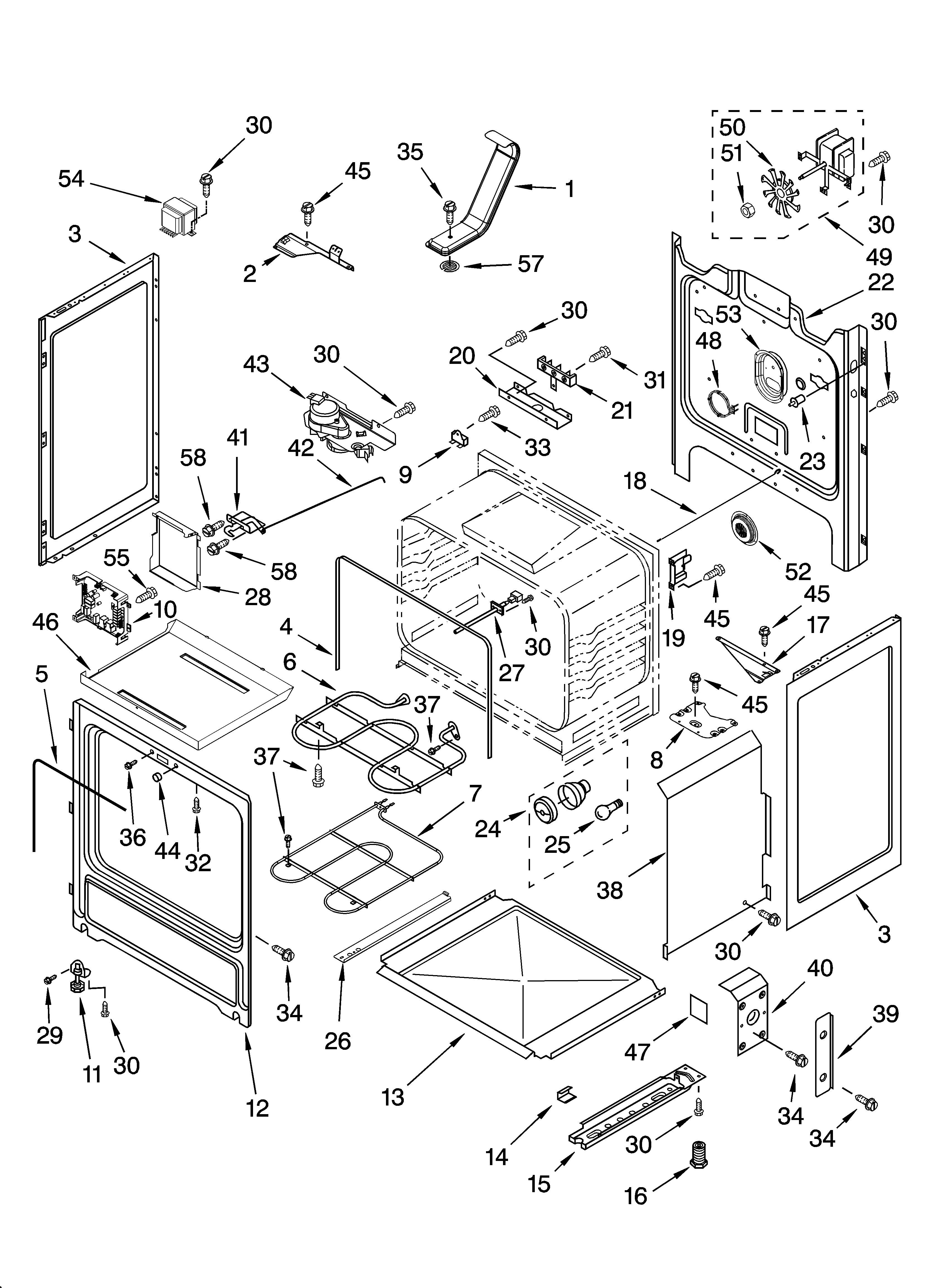 Whirlpool GERC4120PT1 chassis parts diagram