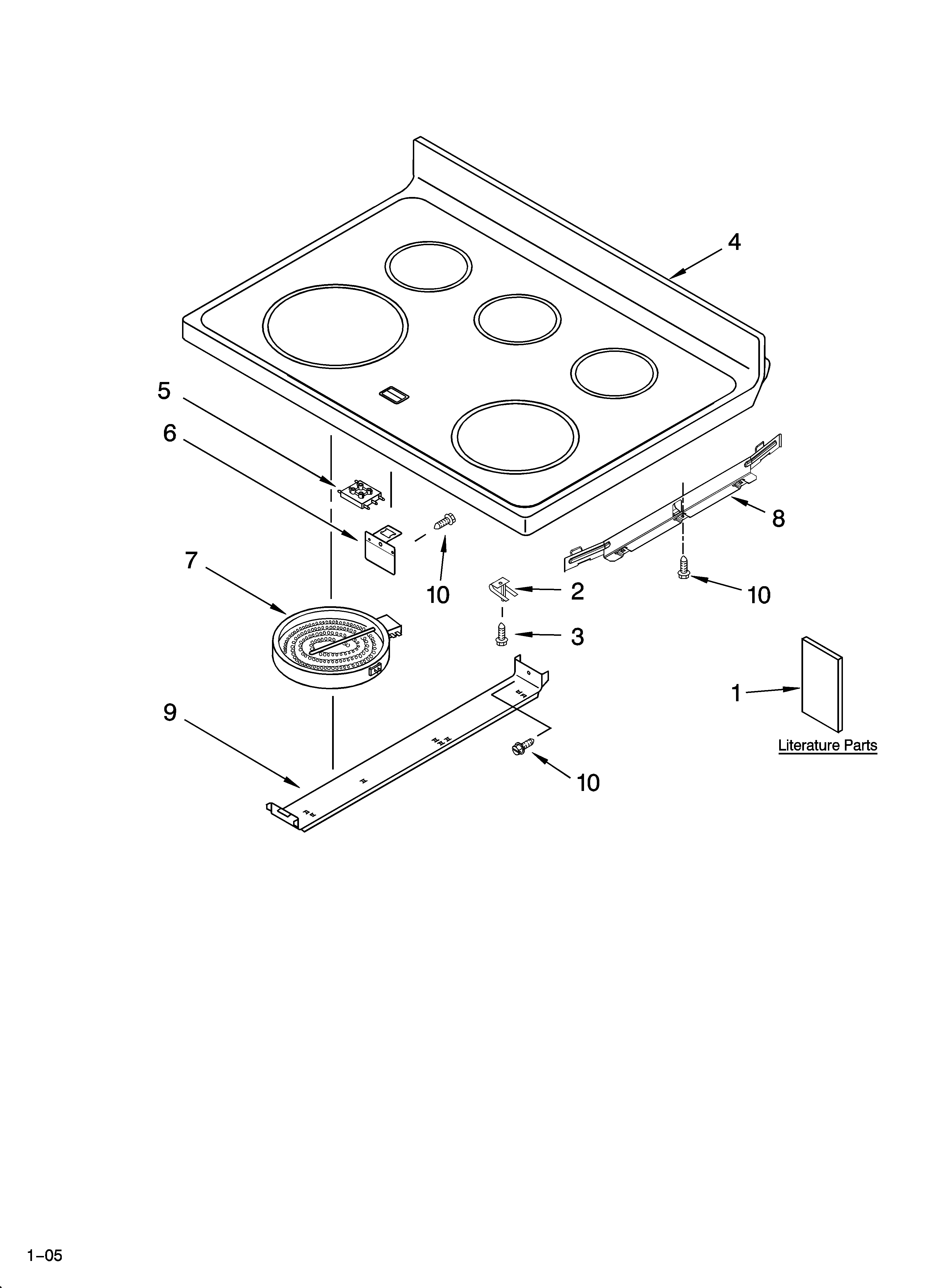 Whirlpool GR478LXPQ1 cooktop parts diagram
