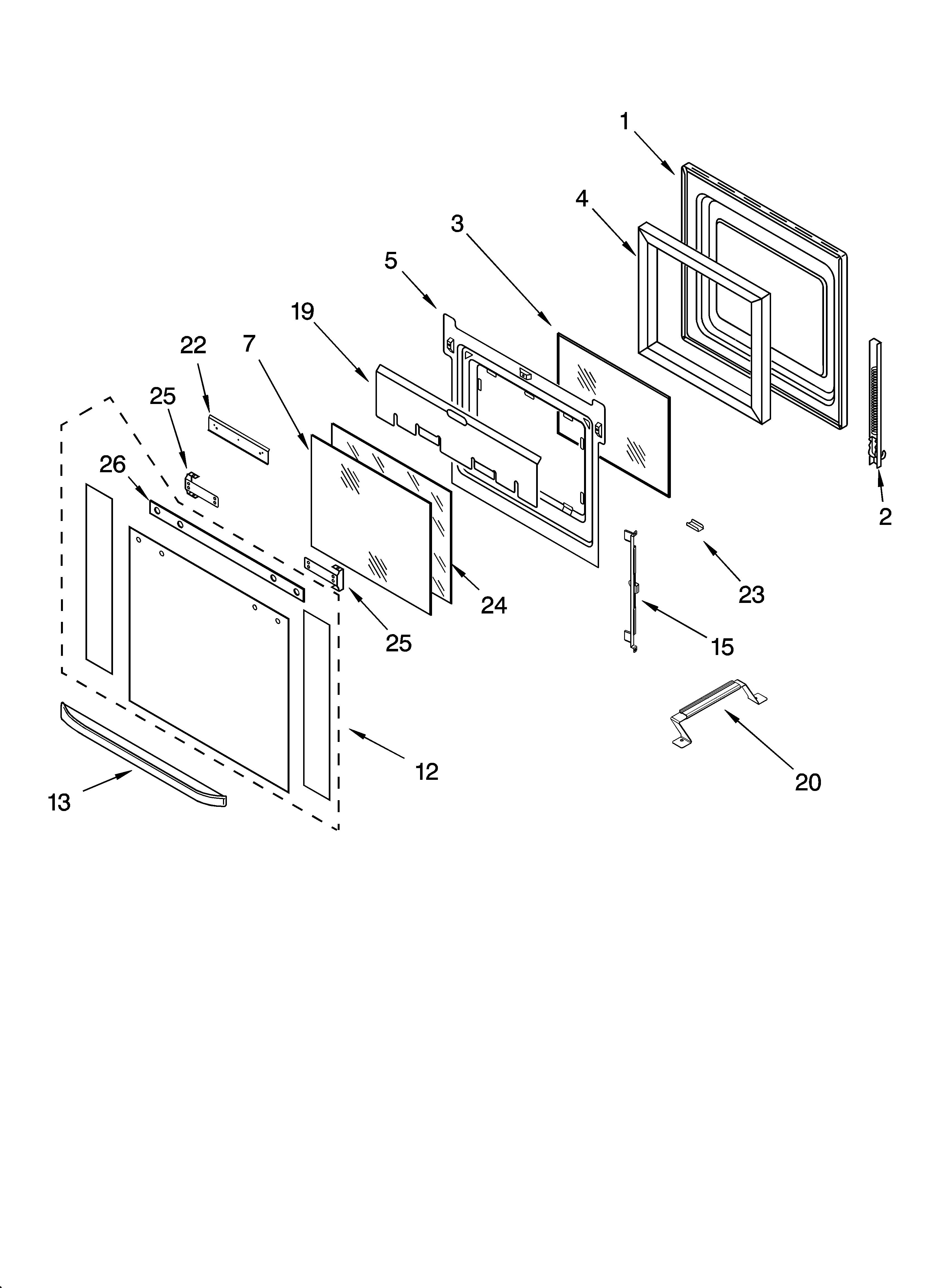 KitchenAid KEBC208KBT03 oven door parts diagram