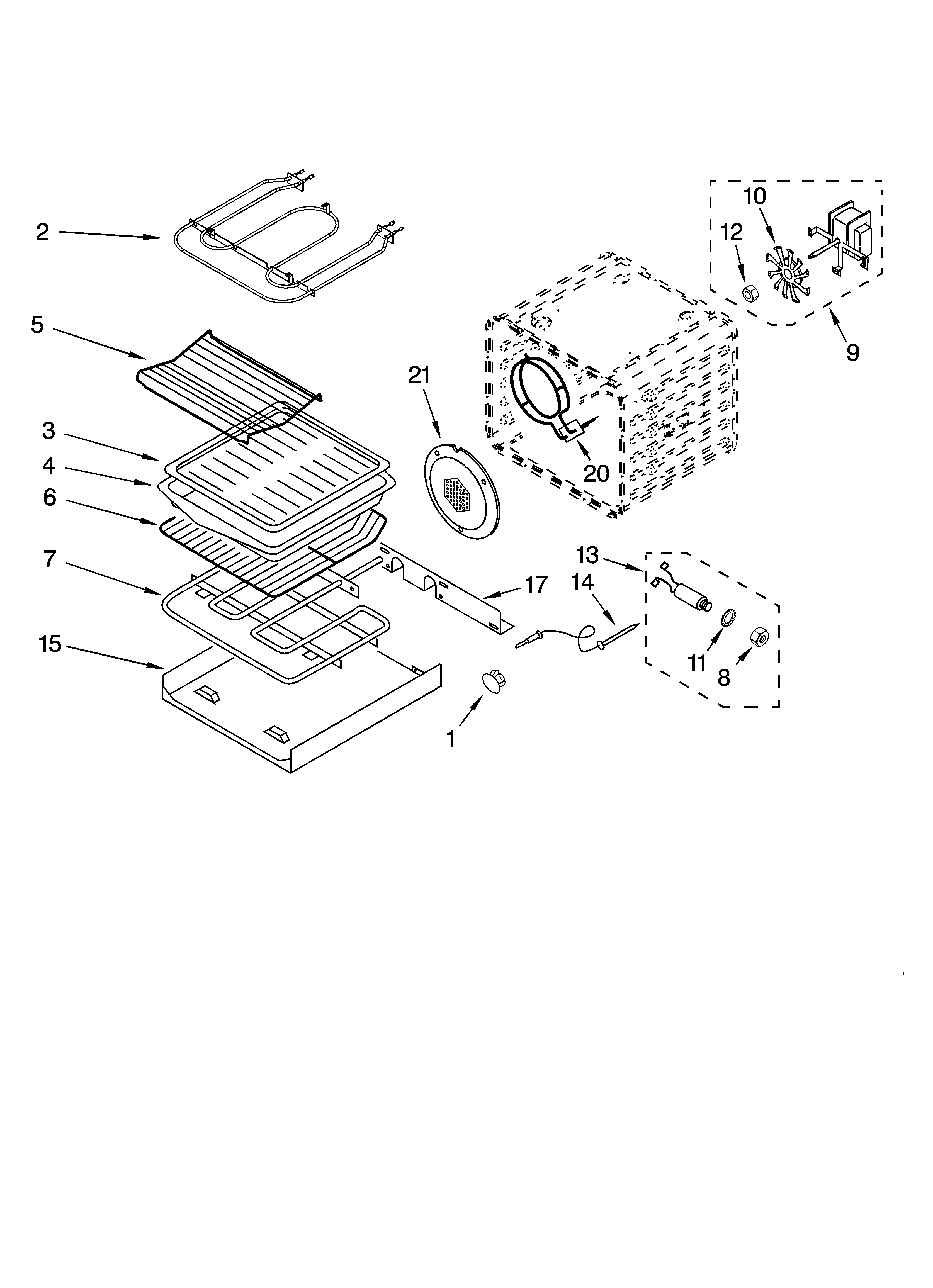 KitchenAid KEBC208KBT03 internal oven parts diagram