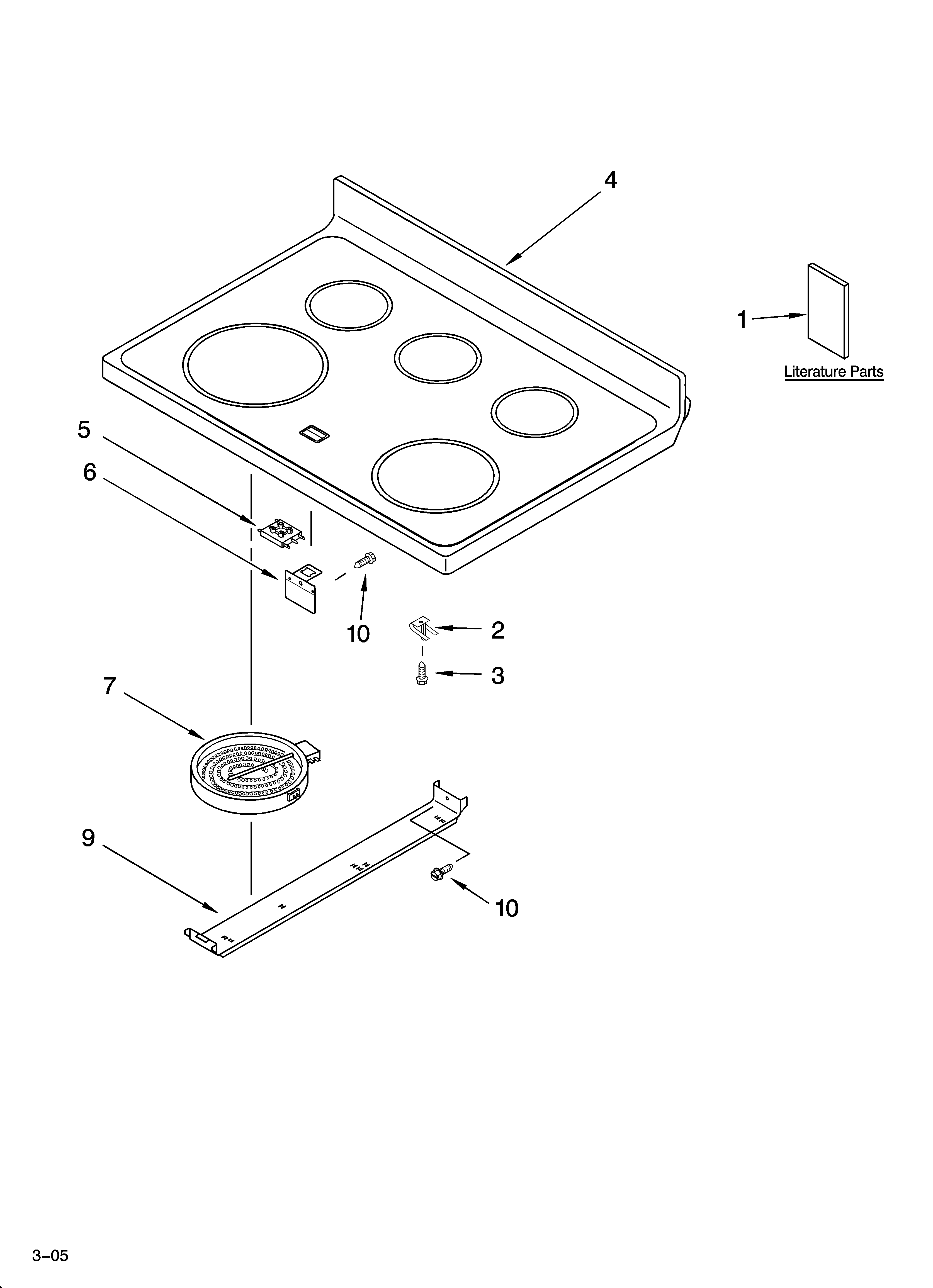 KitchenAid KERA205PBL1 cooktop parts diagram
