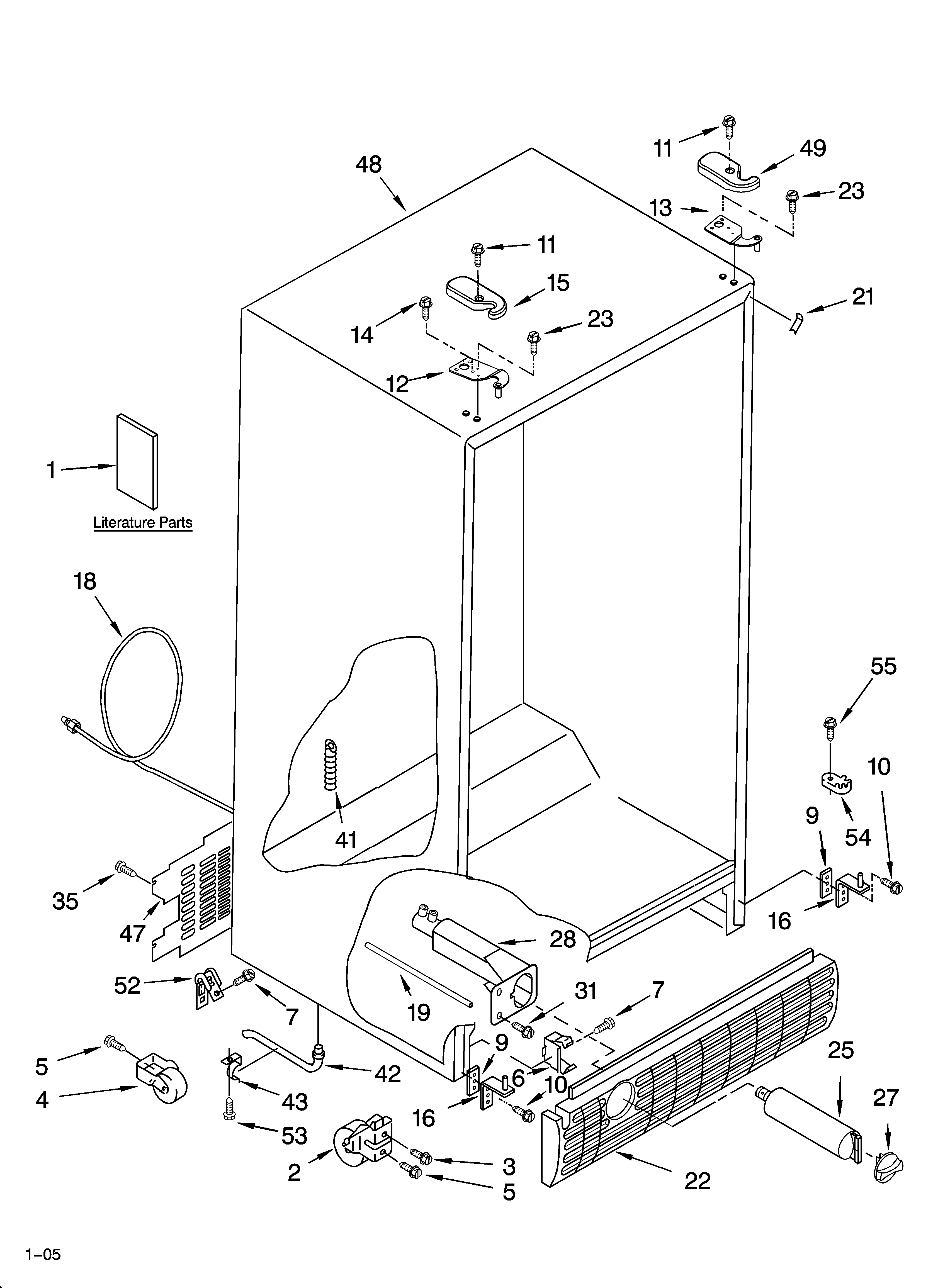 KitchenAid KSRD25FKWH15 cabinet parts diagram