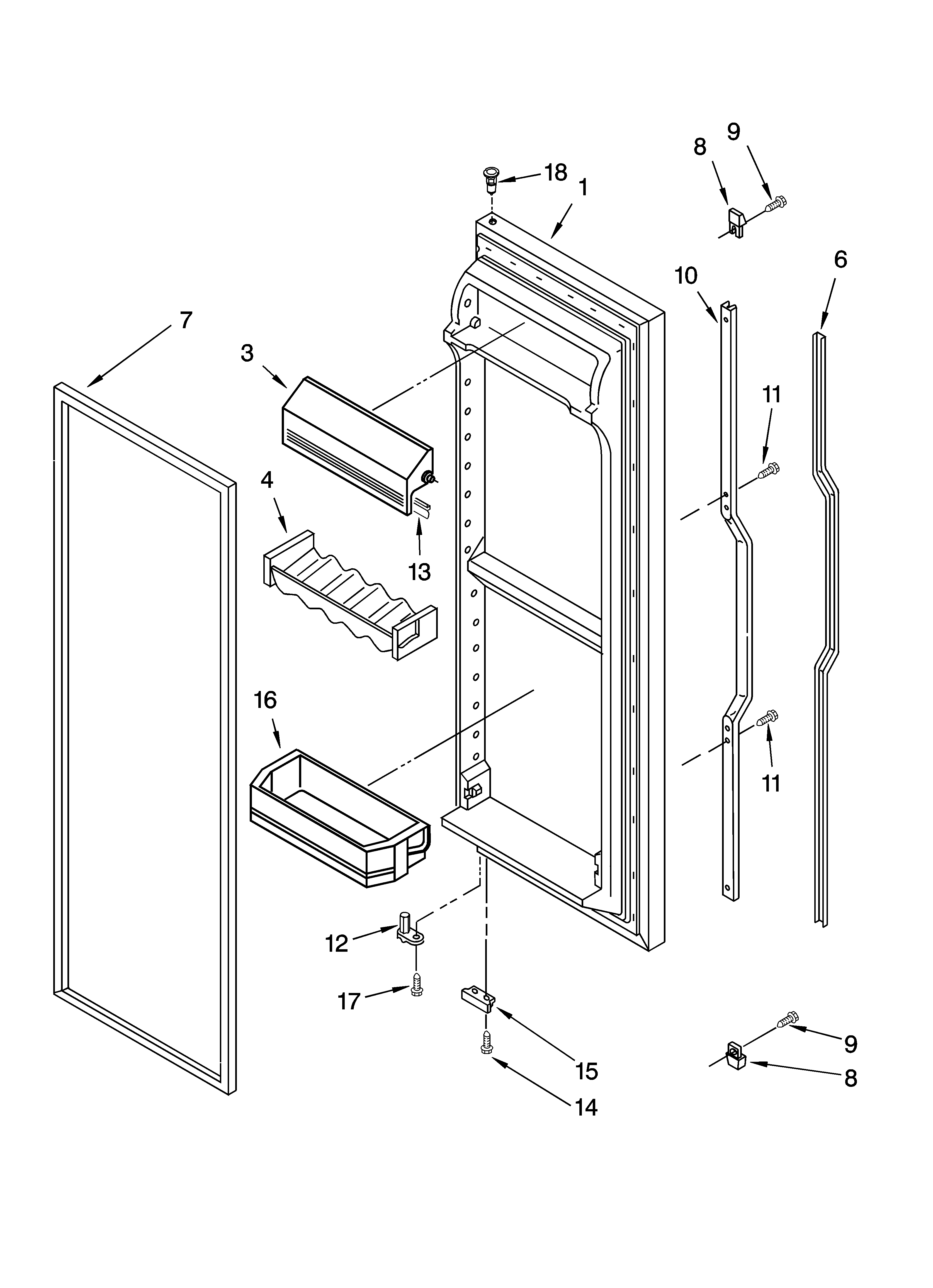 KitchenAid KSRD25FKWH15 refrigerator door parts diagram