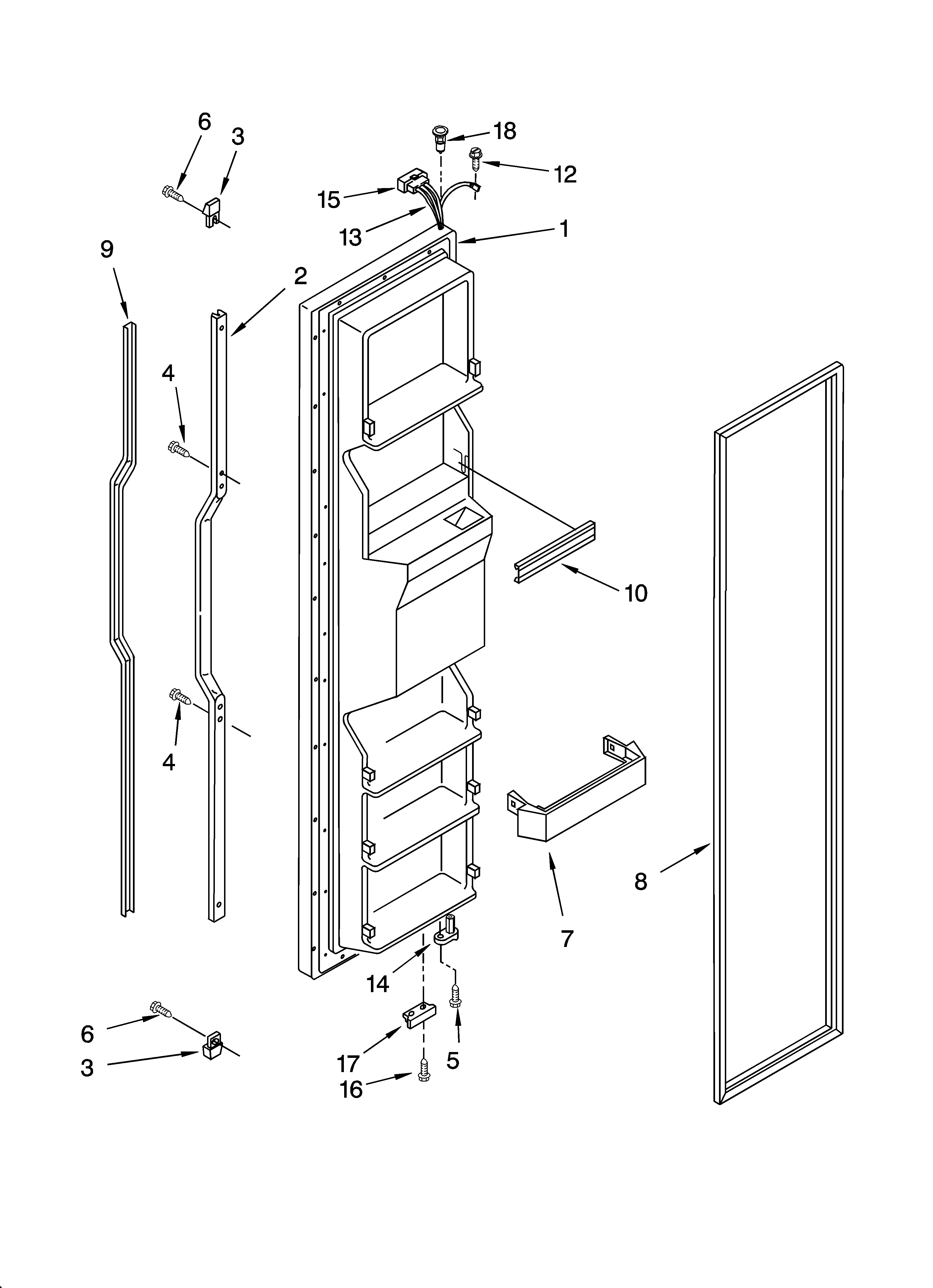 KitchenAid KSRD25FKWH15 freezer door parts diagram