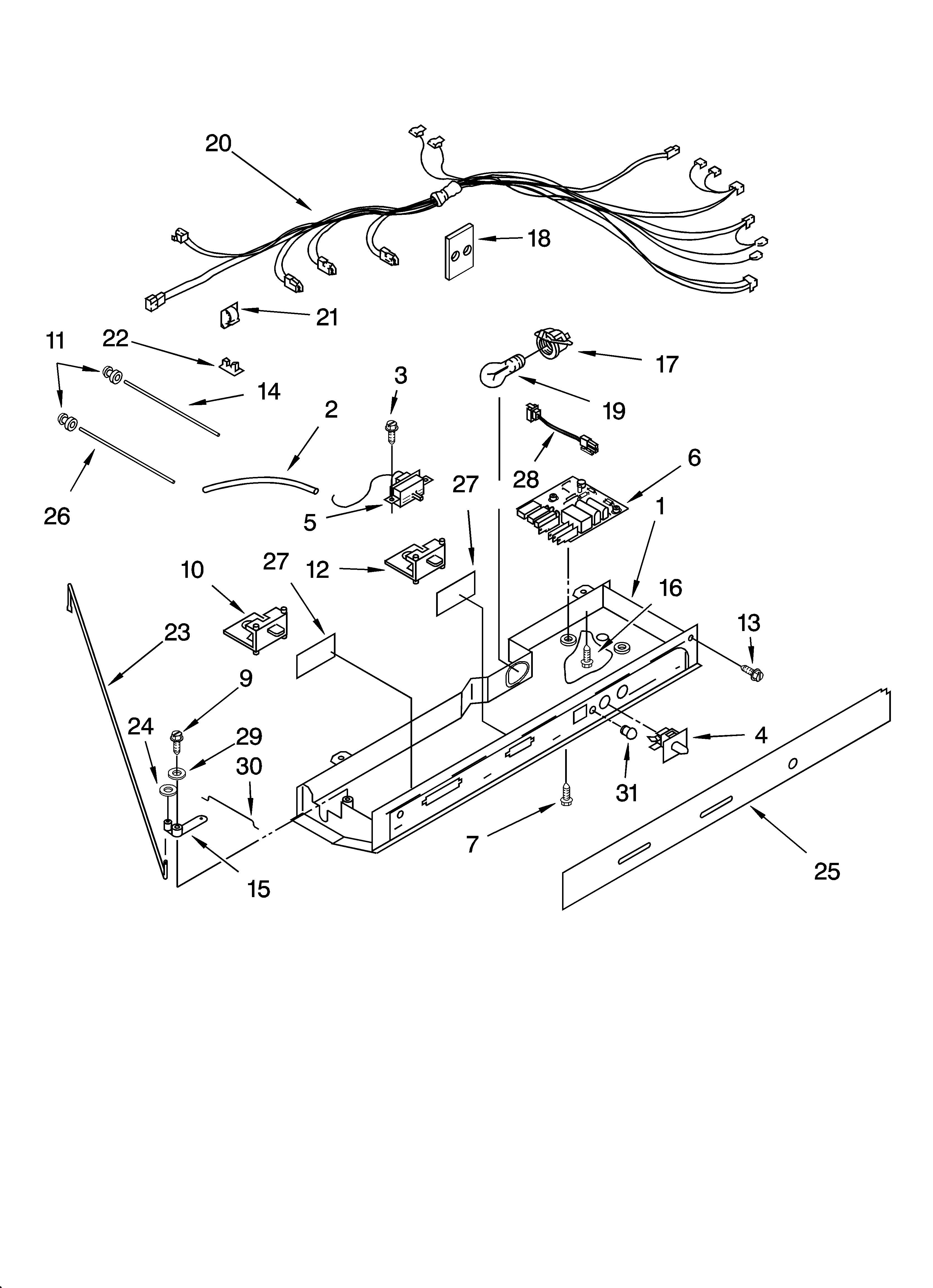 KitchenAid KSRD25FKWH15 control parts diagram