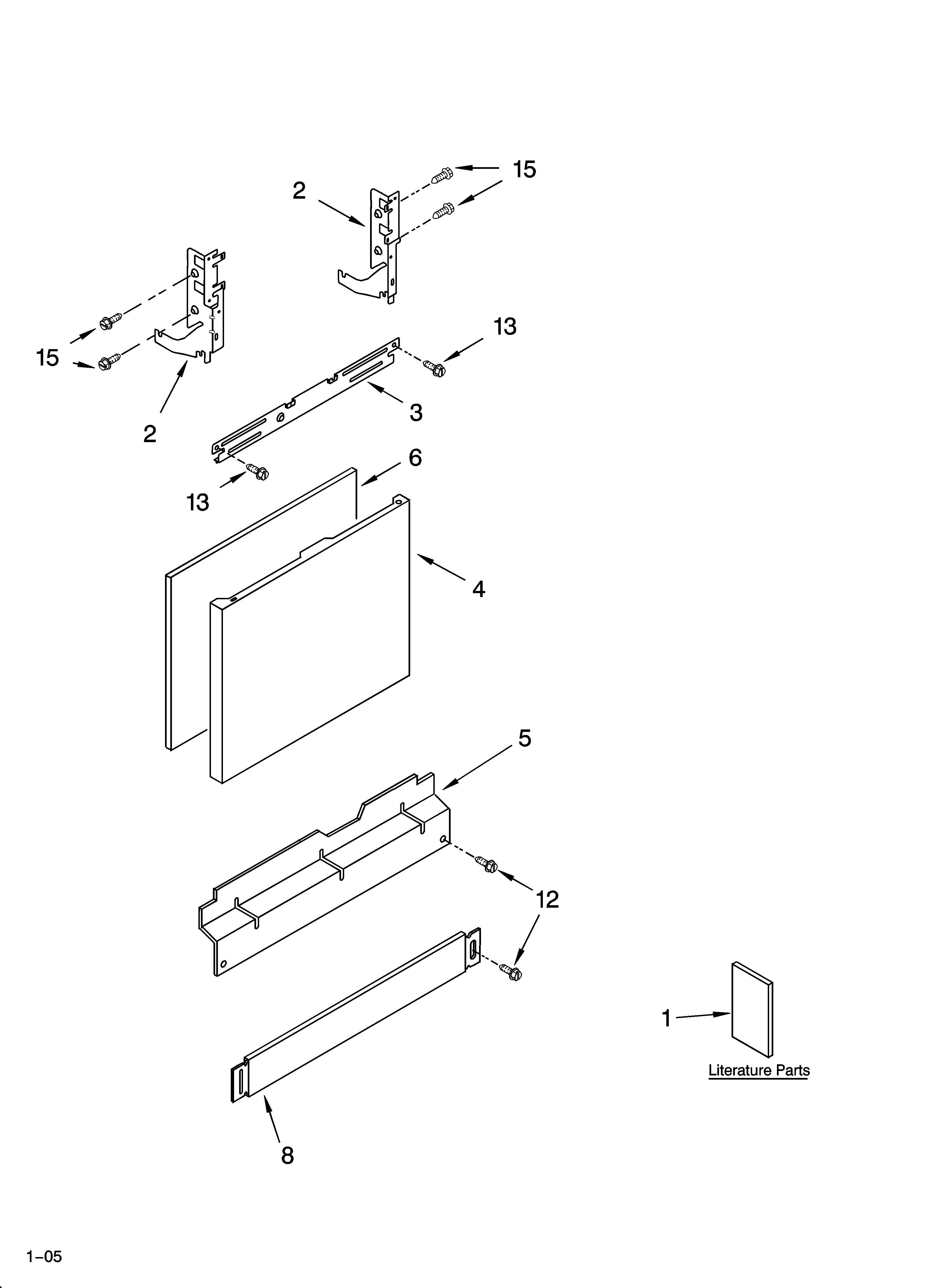 KitchenAid KUDK01TKBL1 door and panel parts diagram