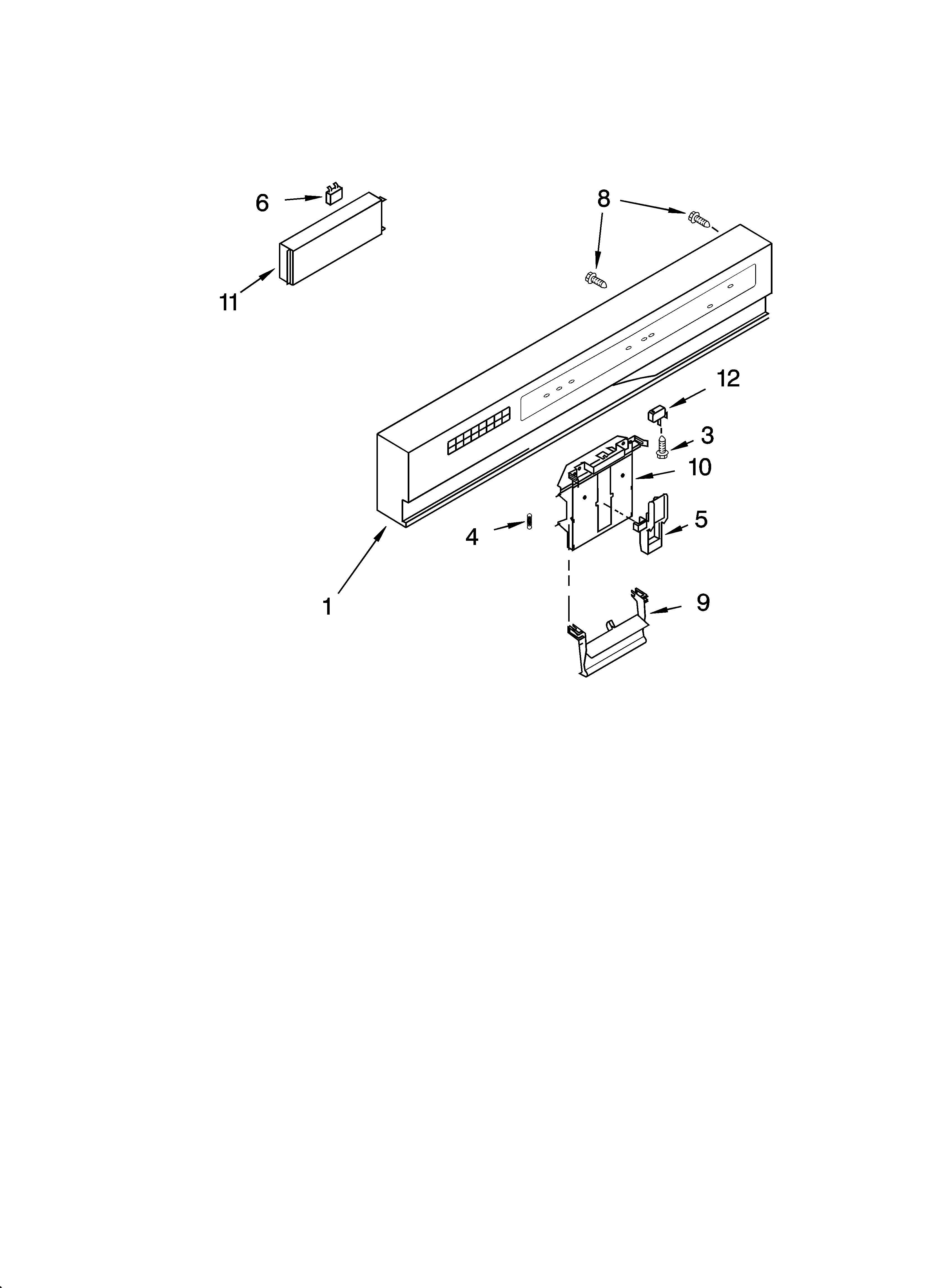 KitchenAid KUDK01TKBL1 control panel parts diagram