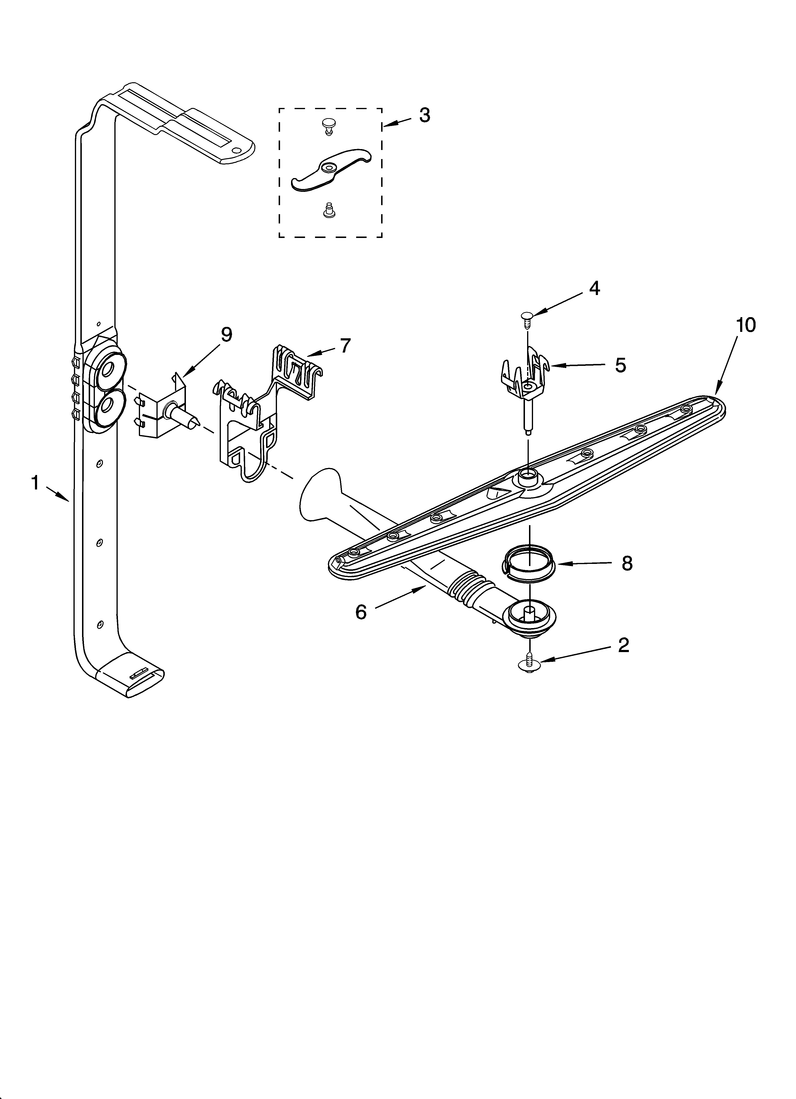 KitchenAid KUDK01TKBL1 upper wash and rinse parts diagram