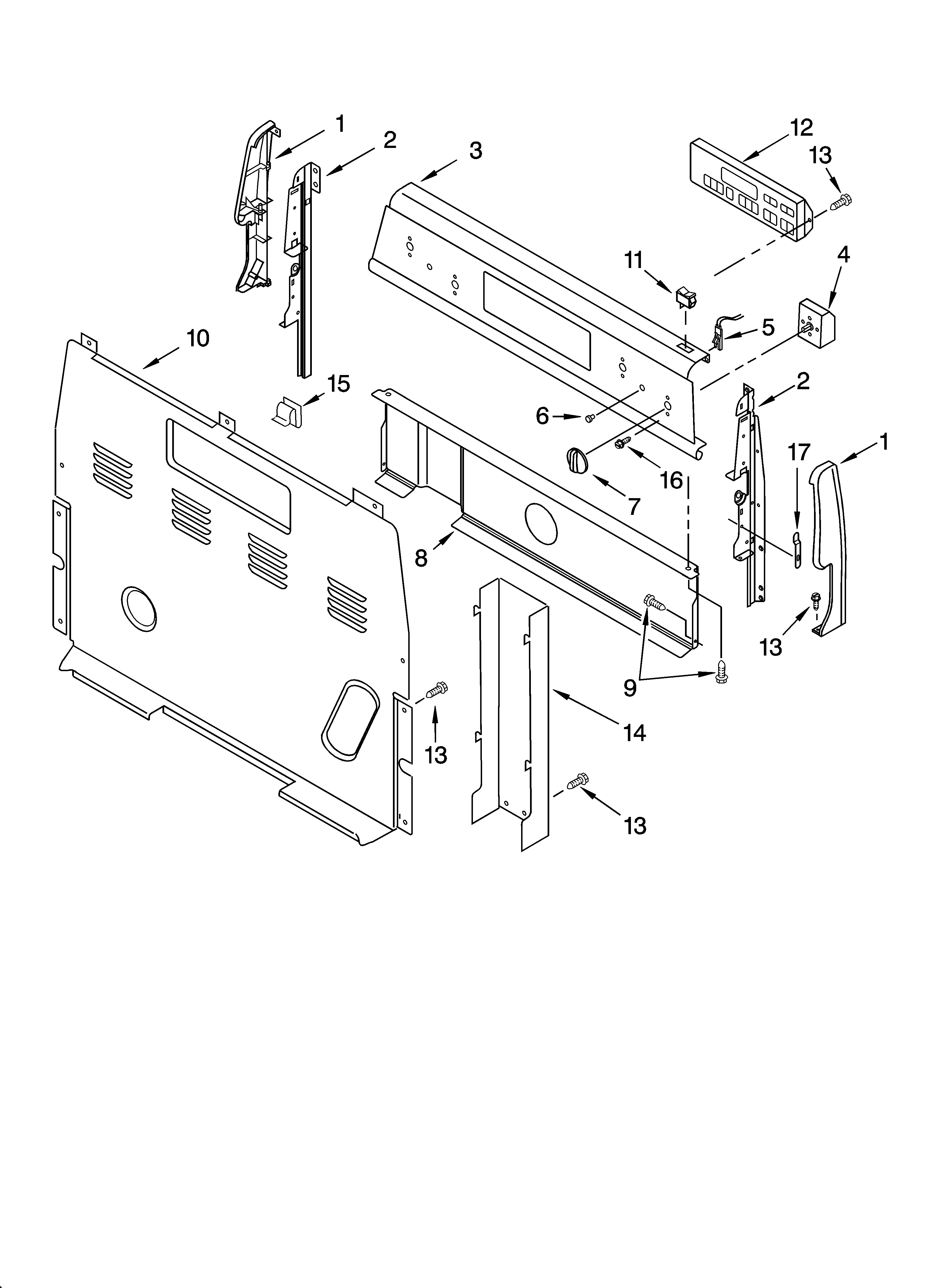 Whirlpool RF315PXPB1 control panel parts diagram