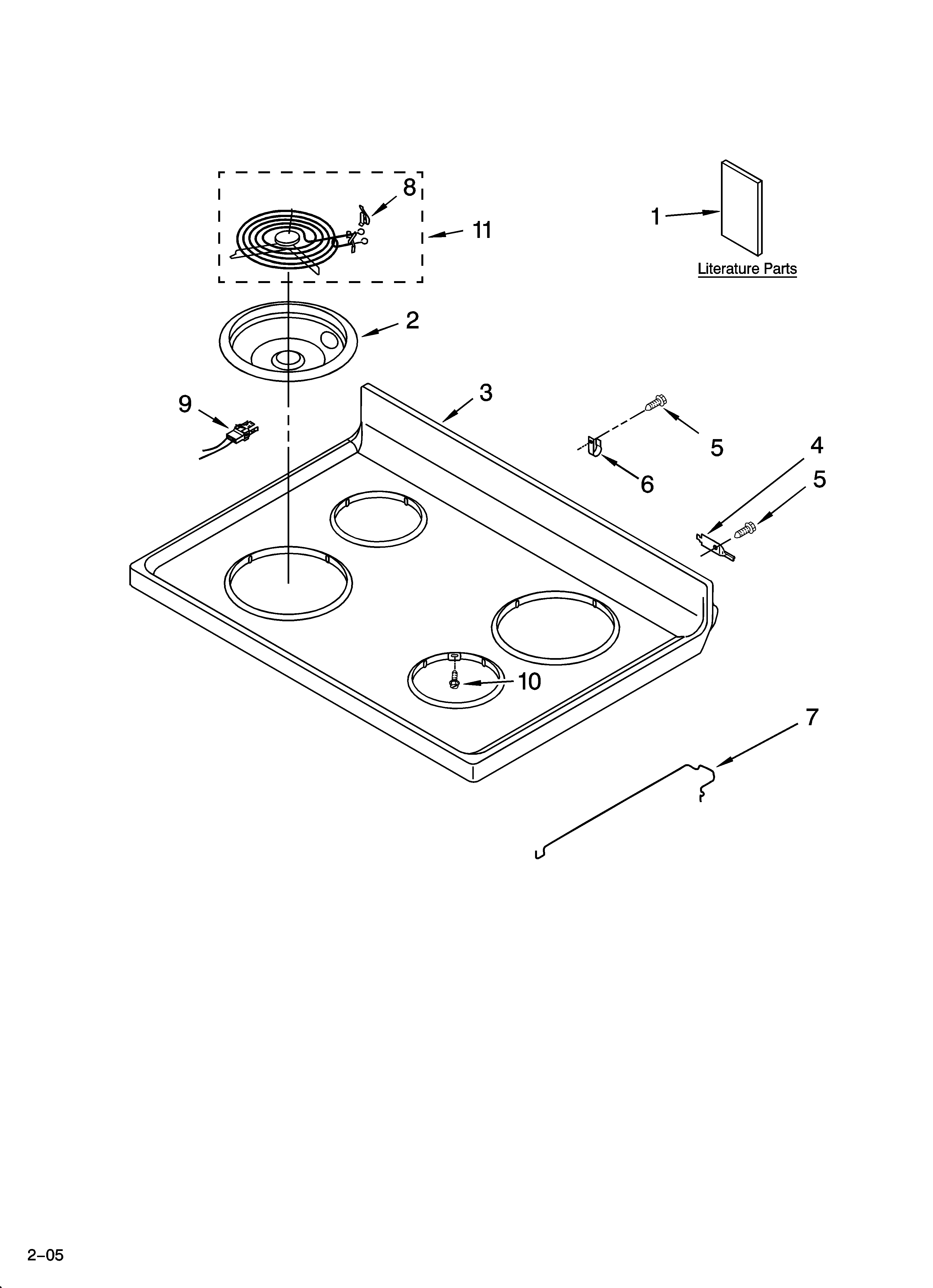 Whirlpool RF369LXPT1 cooktop parts diagram