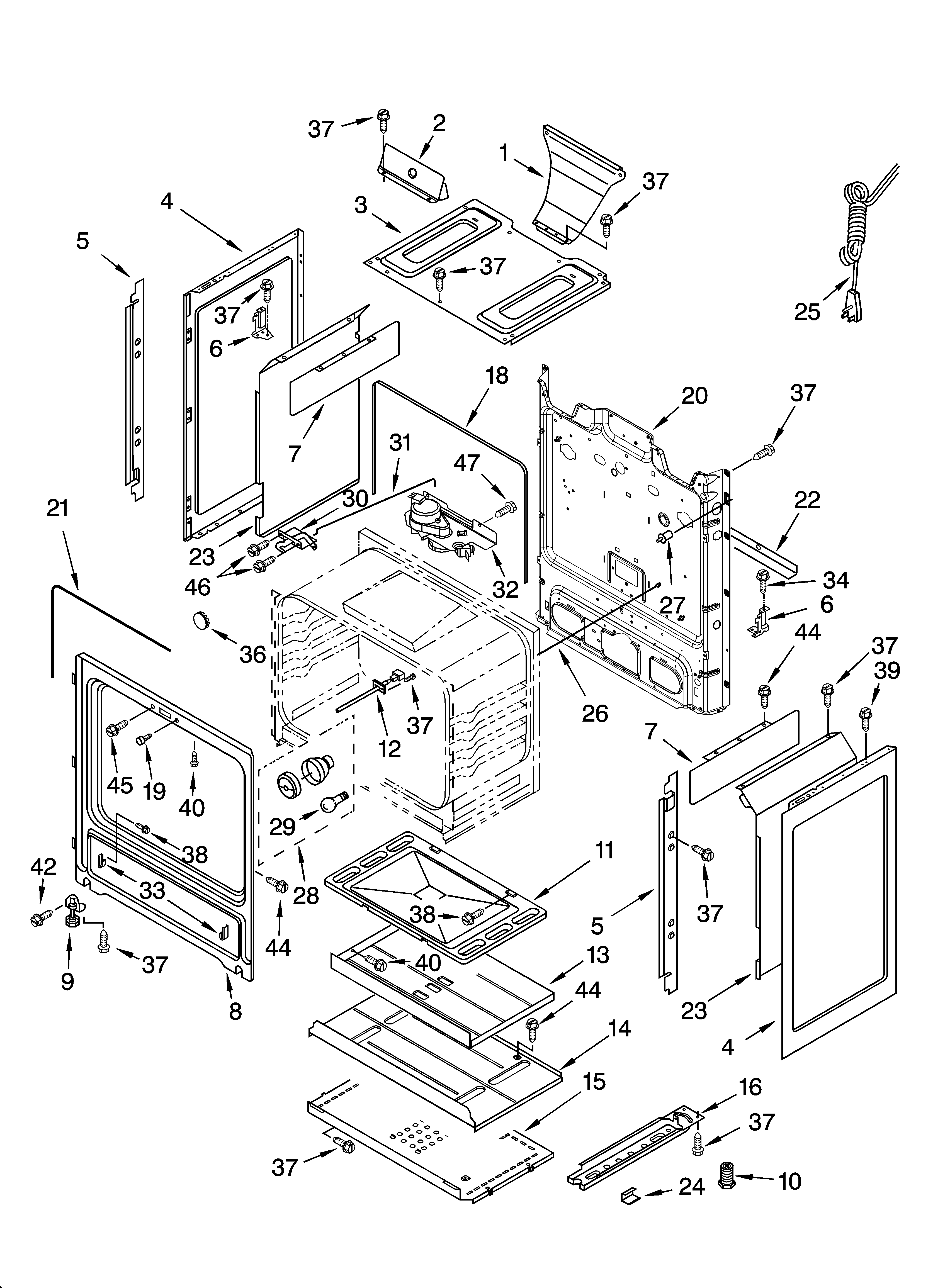 Whirlpool SF378LEPQ1 chassis parts diagram