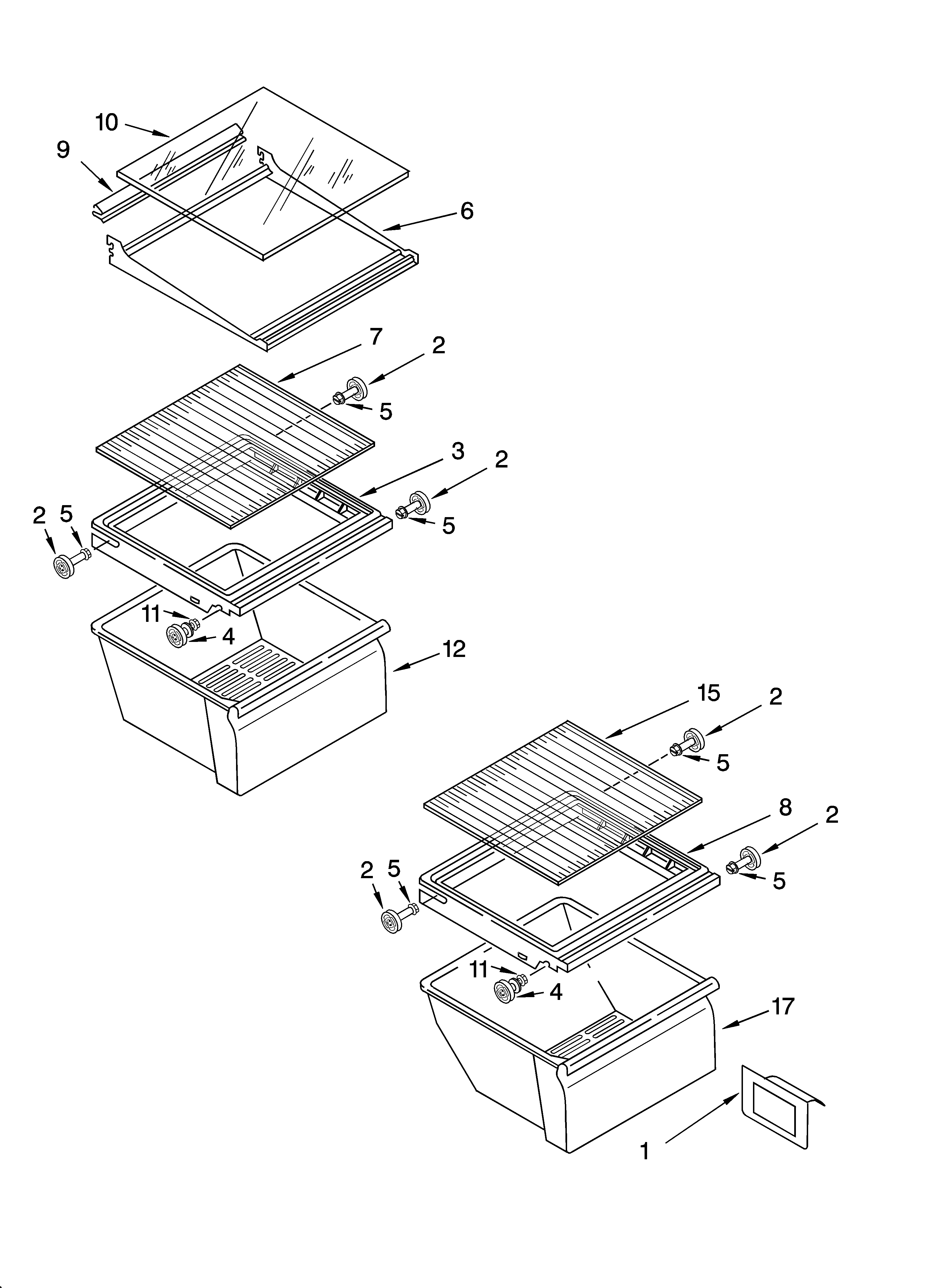Whirlpool 7ED2GTQXPQ00 refrigerator shelf parts diagram