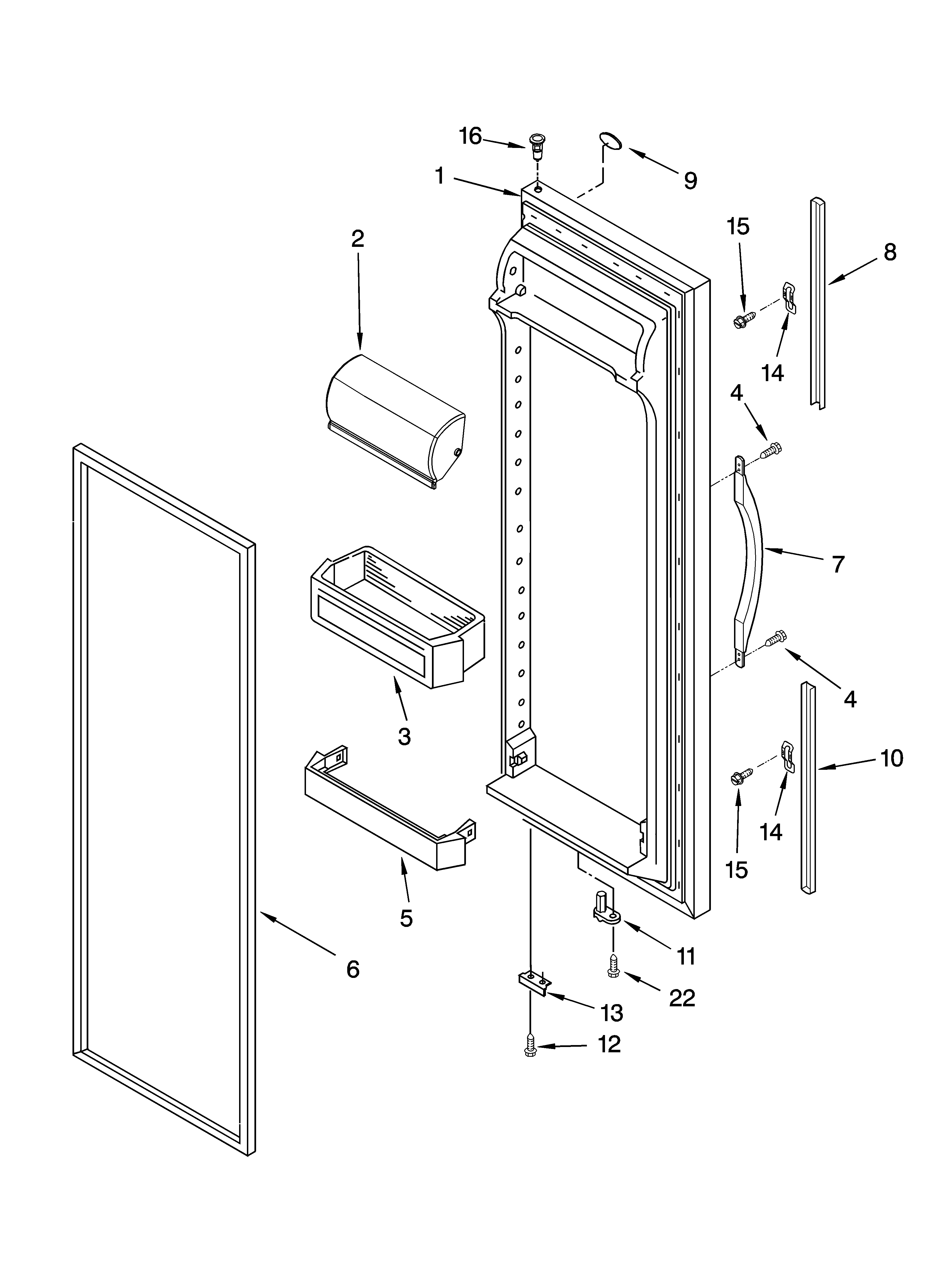 Whirlpool 7ED2GTQXPQ00 refrigerator door parts diagram