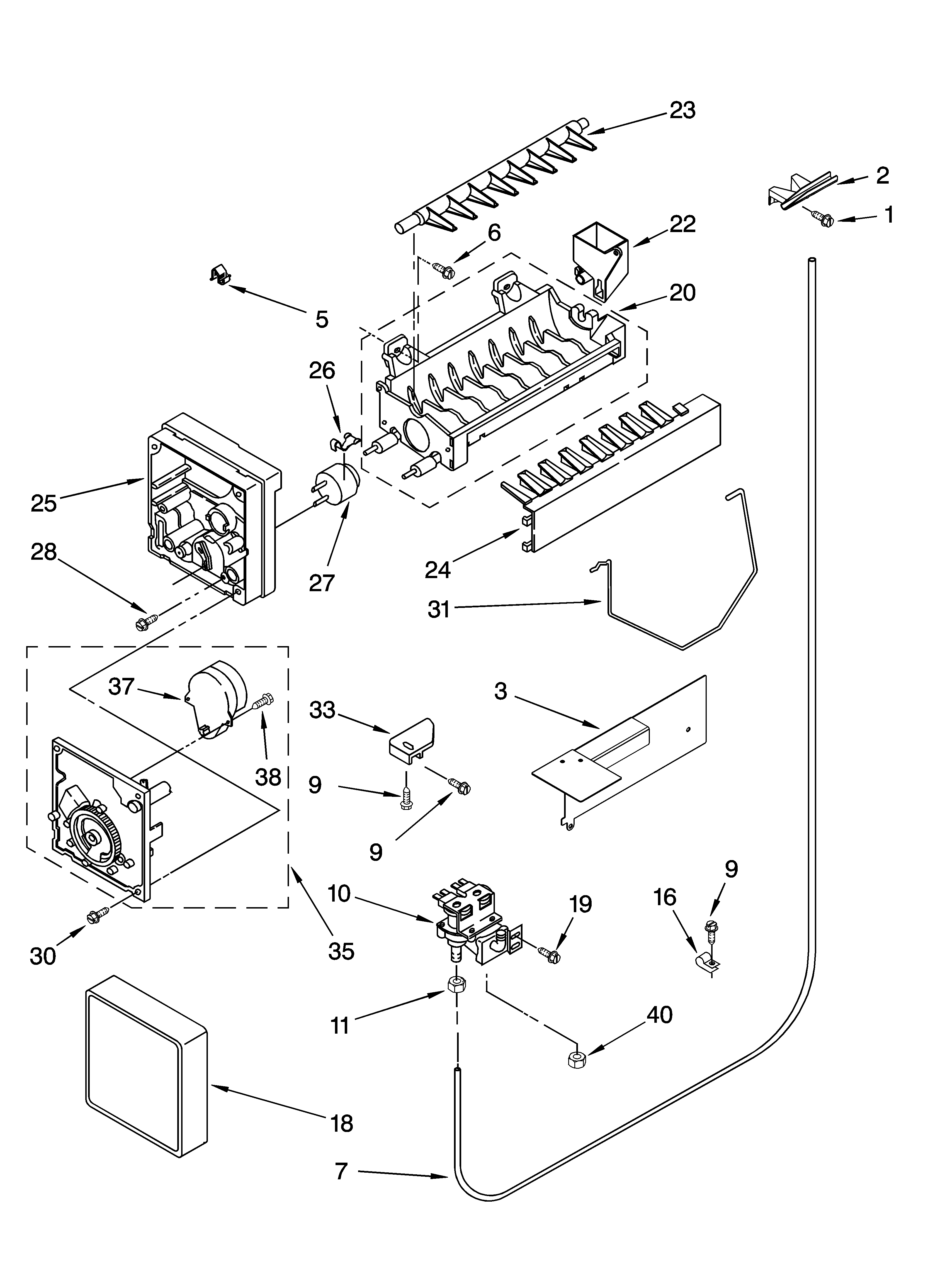 Whirlpool 7ED2GTQXPQ00 icemaker parts, optional parts diagram