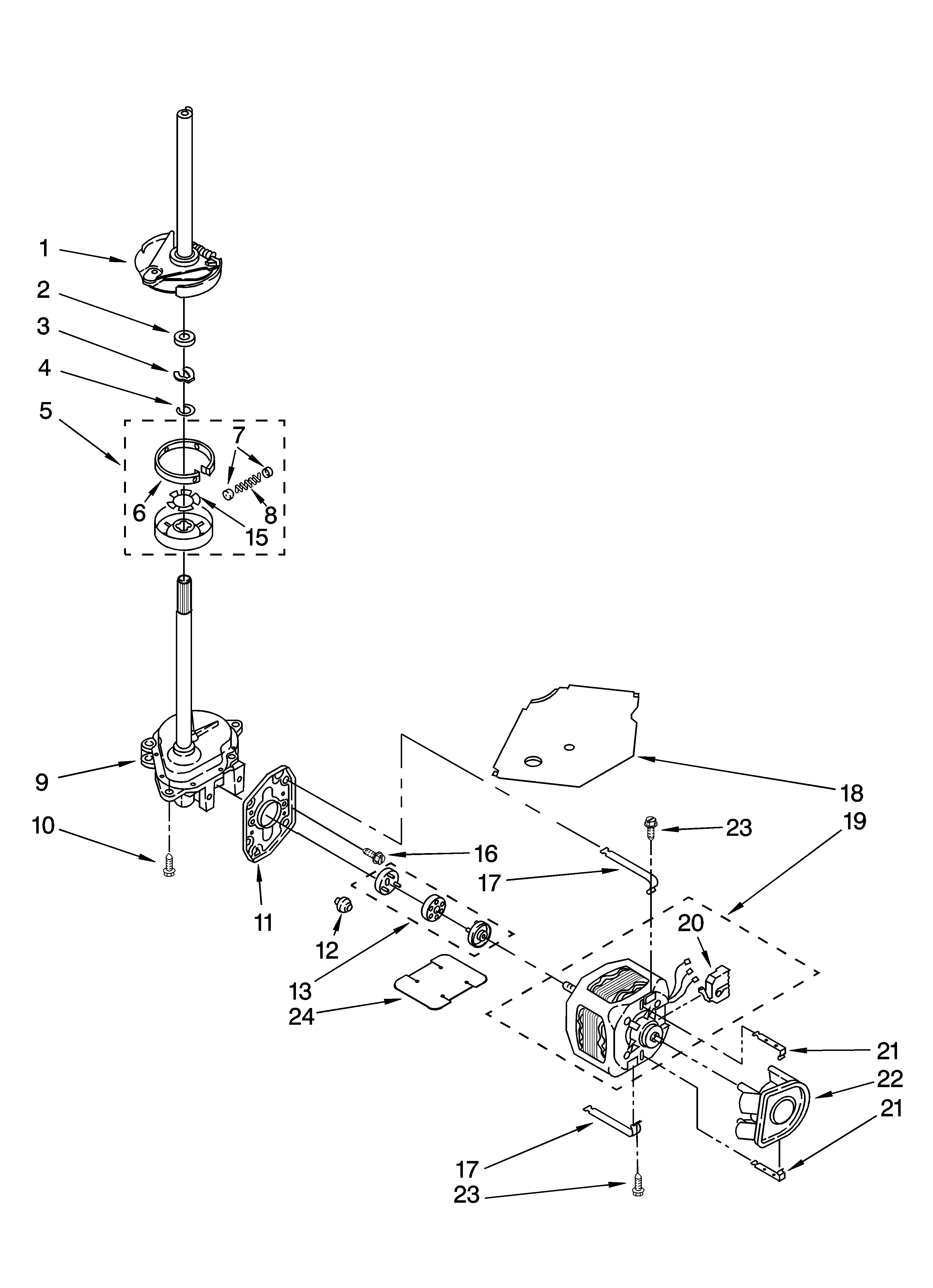 Whirlpool 7MGST9679PW0 brake, clutch, gearcase, motor and pump parts diagram