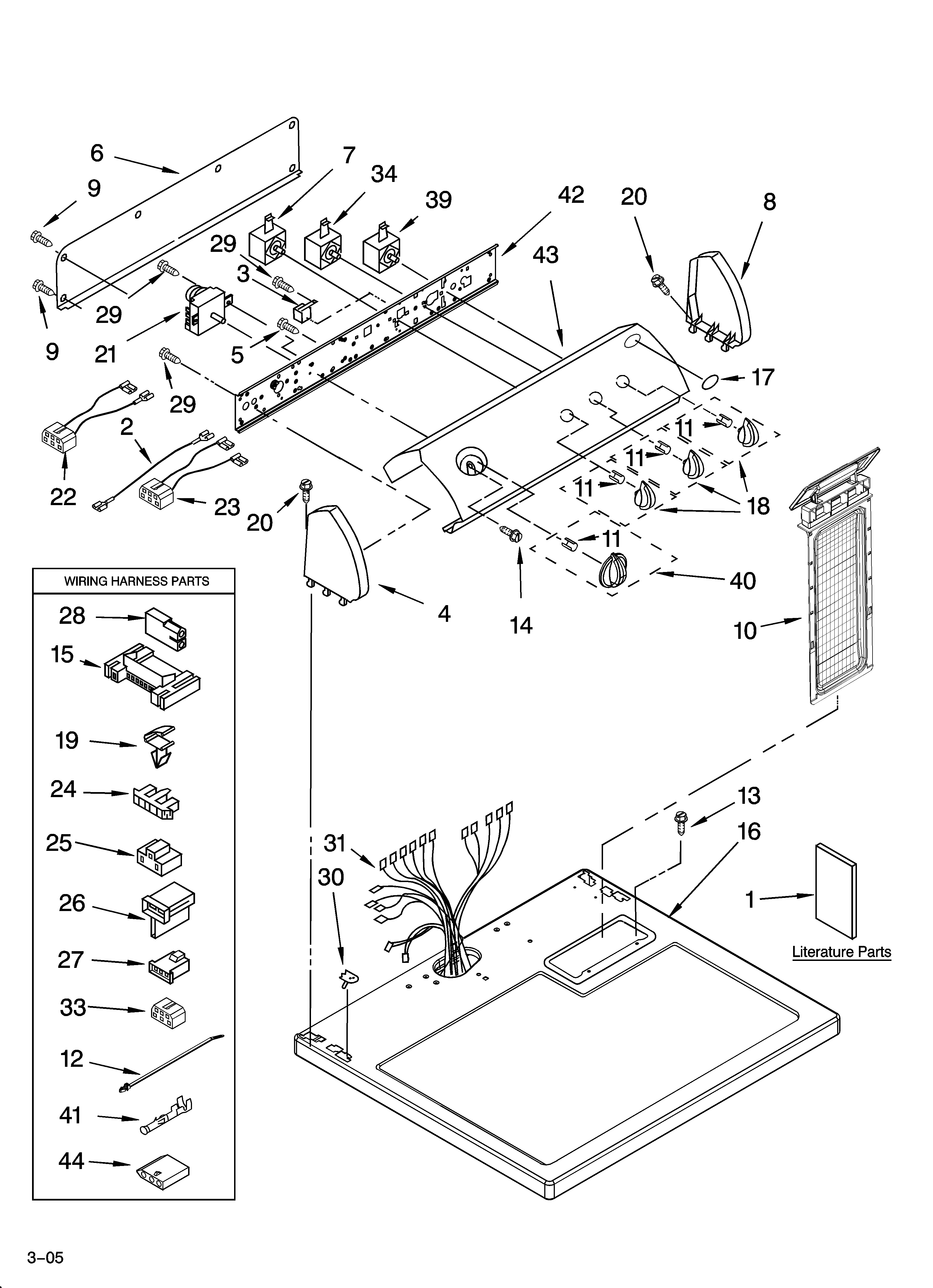 Whirlpool 7MLGC9900PW0 top and console parts diagram
