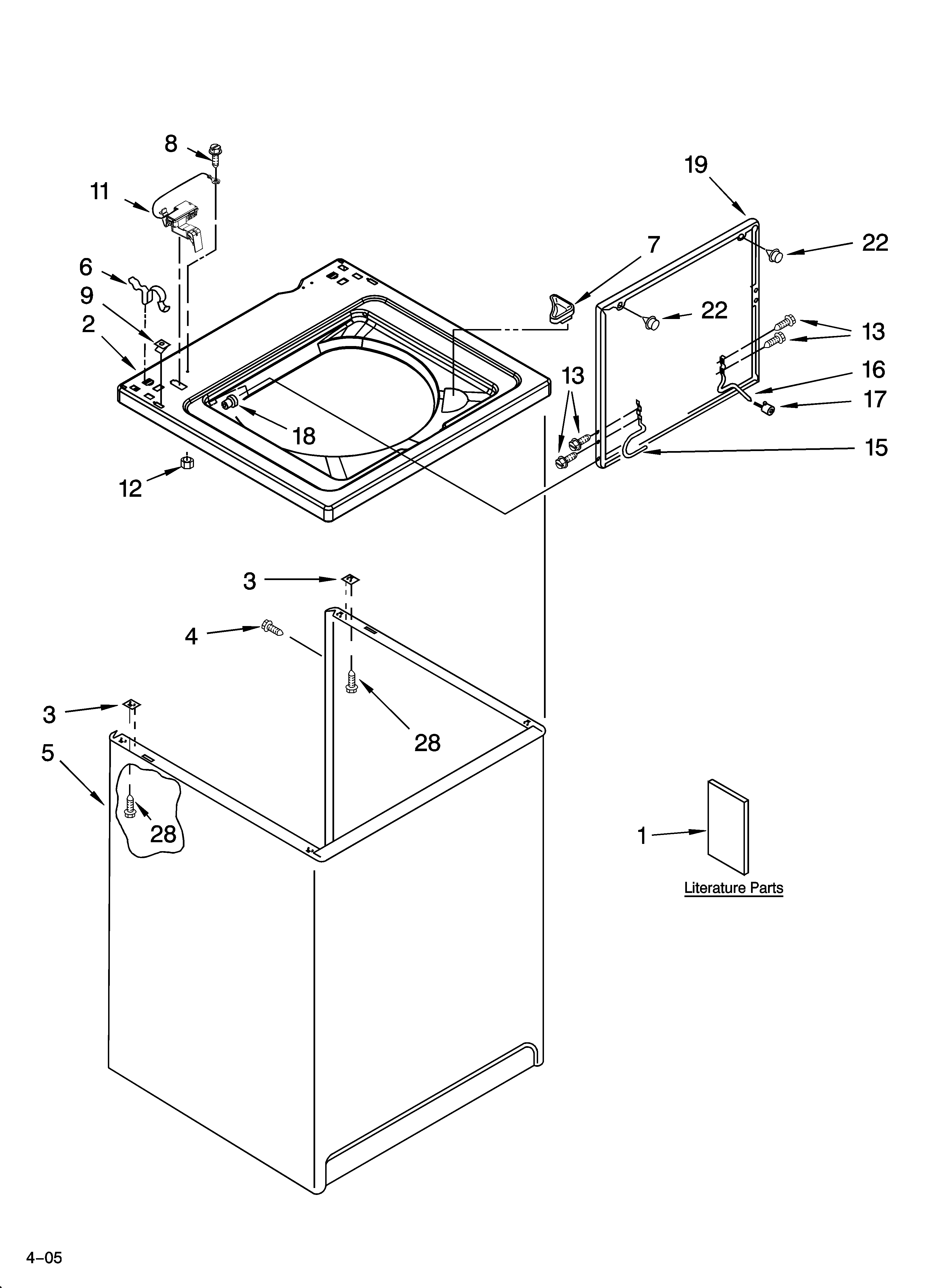 Whirlpool 7MLSR7533PQ0 top and cabinet parts diagram