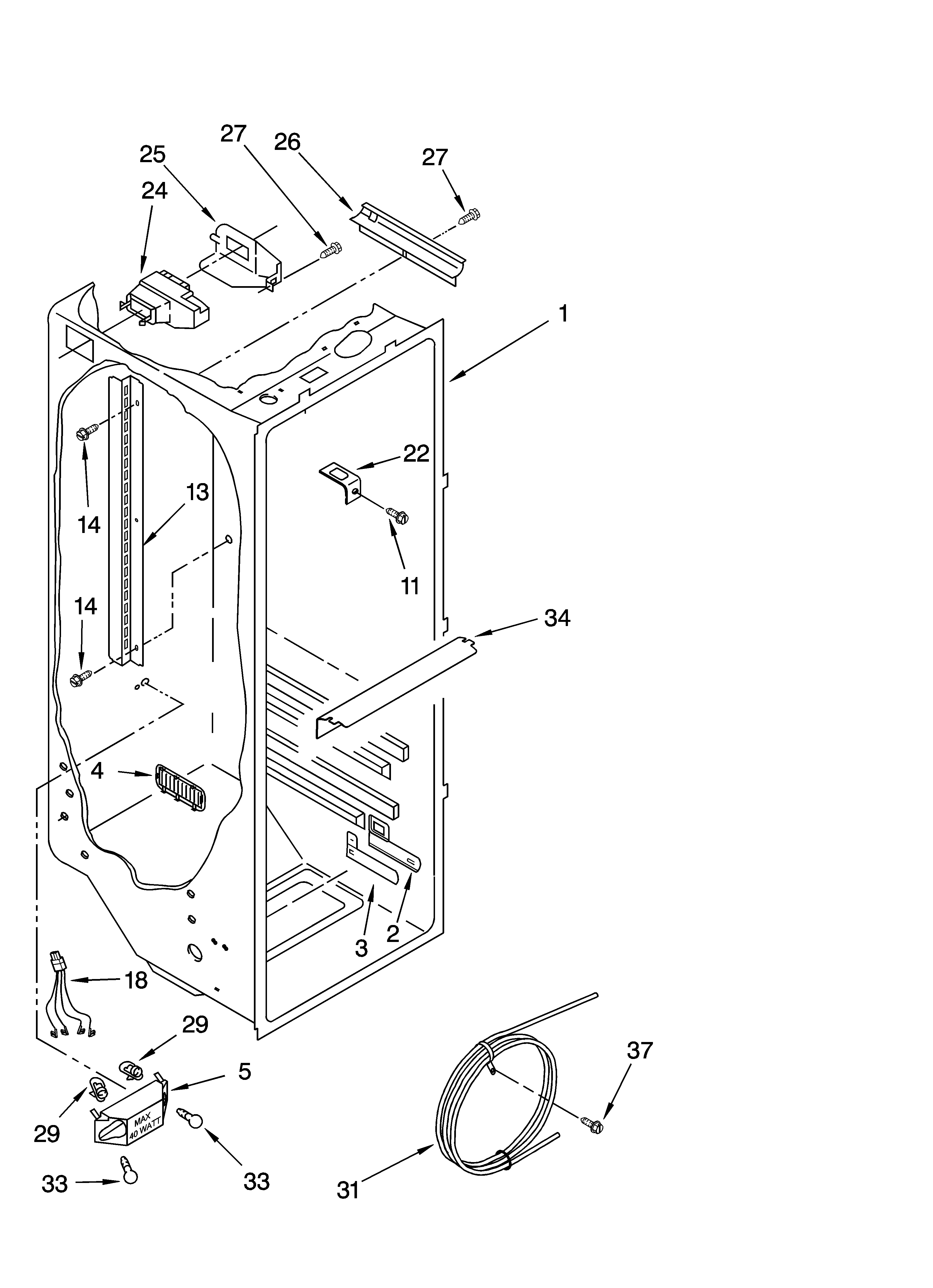 Whirlpool ED5PHEXRQ00 refrigerator liner parts diagram