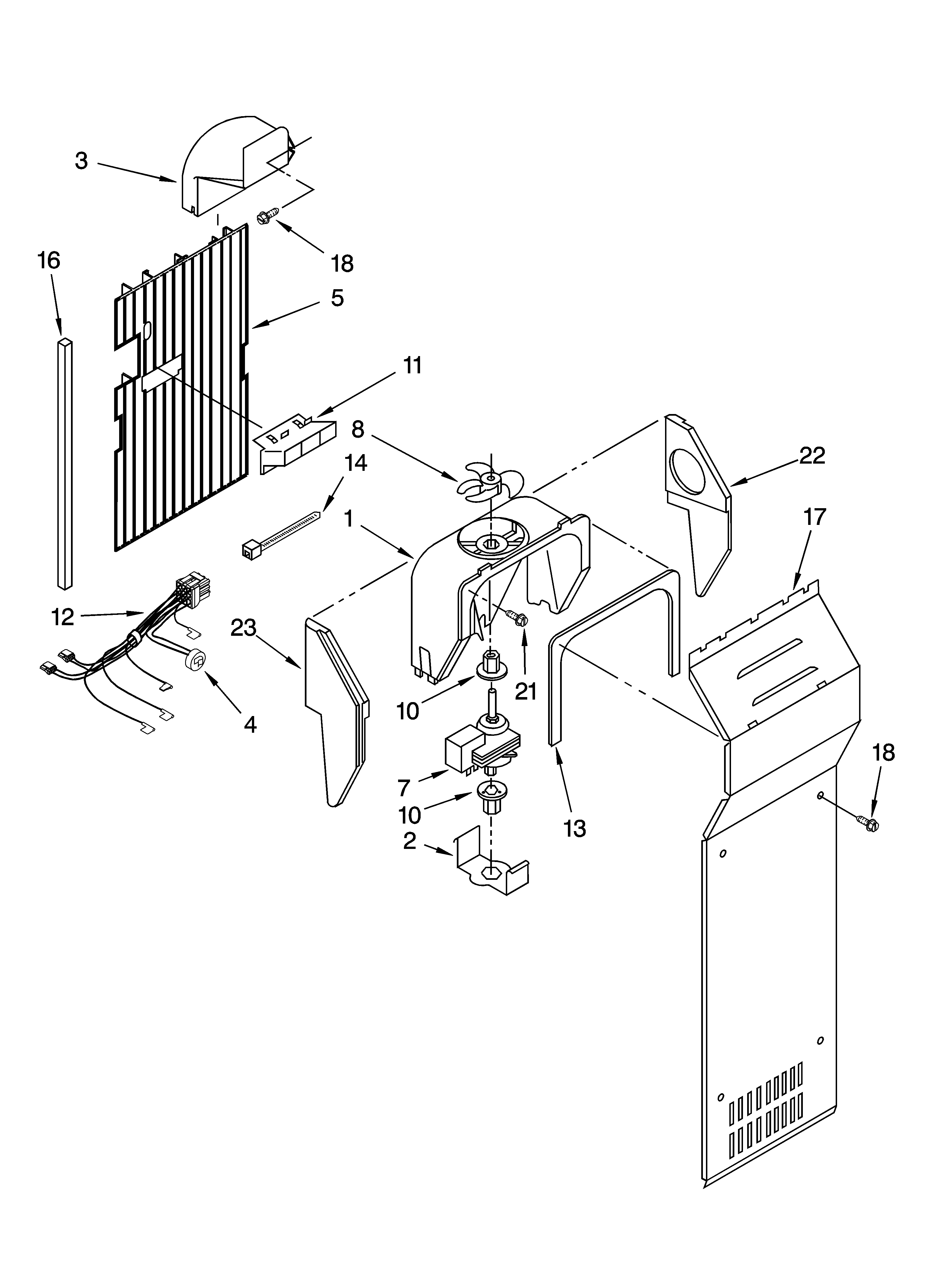 Whirlpool ED5PHEXRQ00 air flow parts diagram