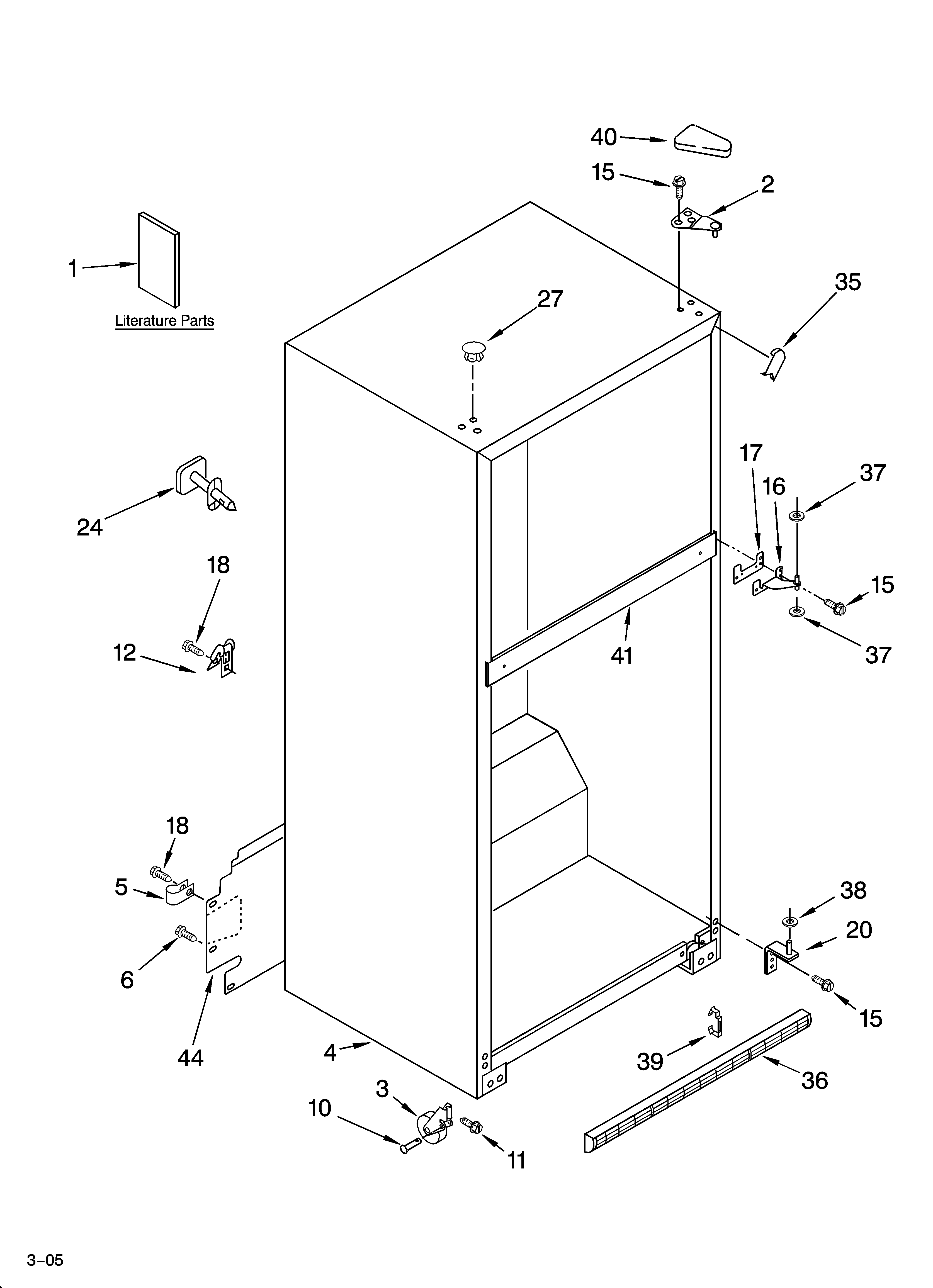 Whirlpool ET1CHMXKT04 cabinet parts diagram