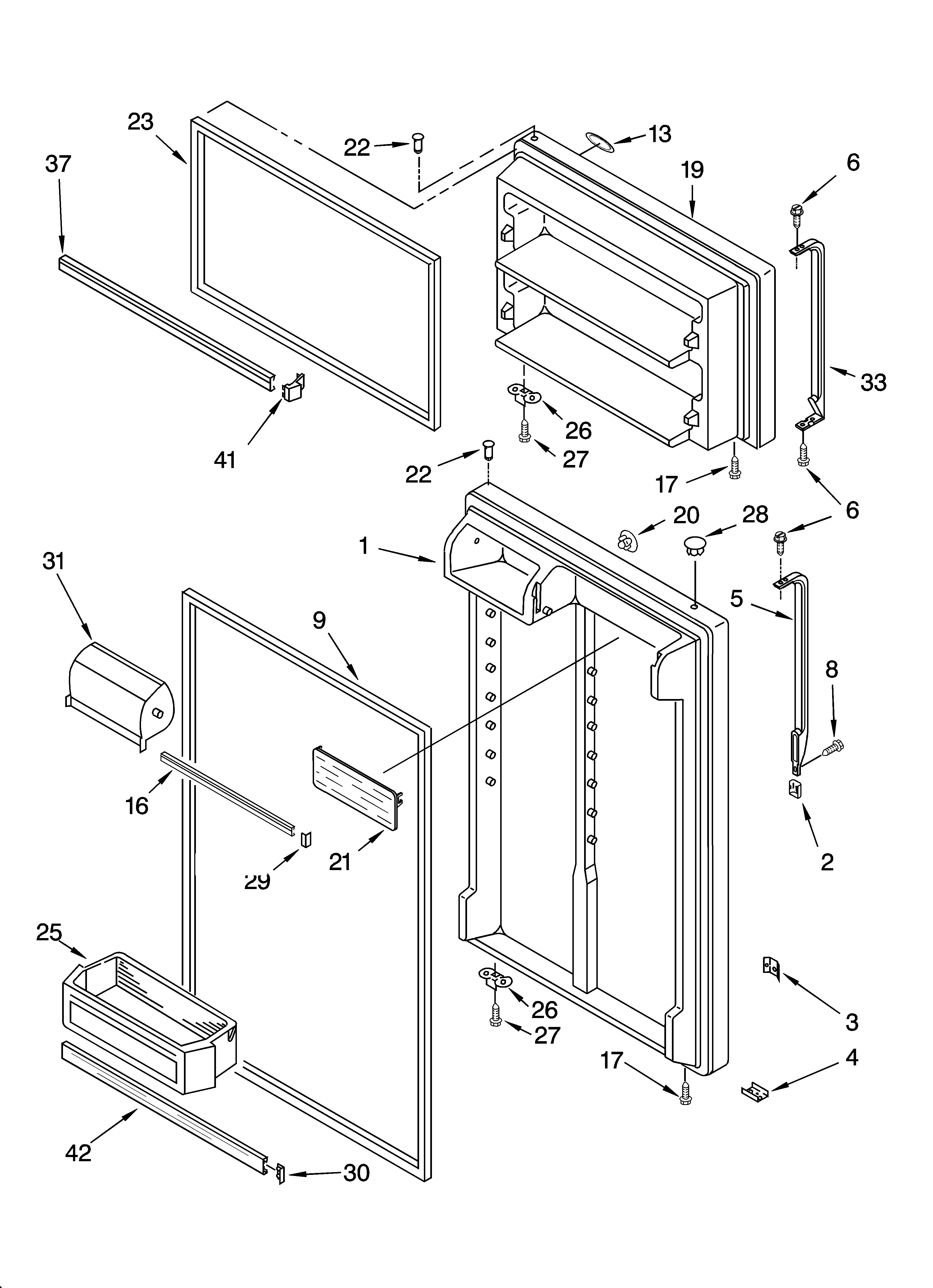 Whirlpool ET1CHMXKT04 door parts diagram