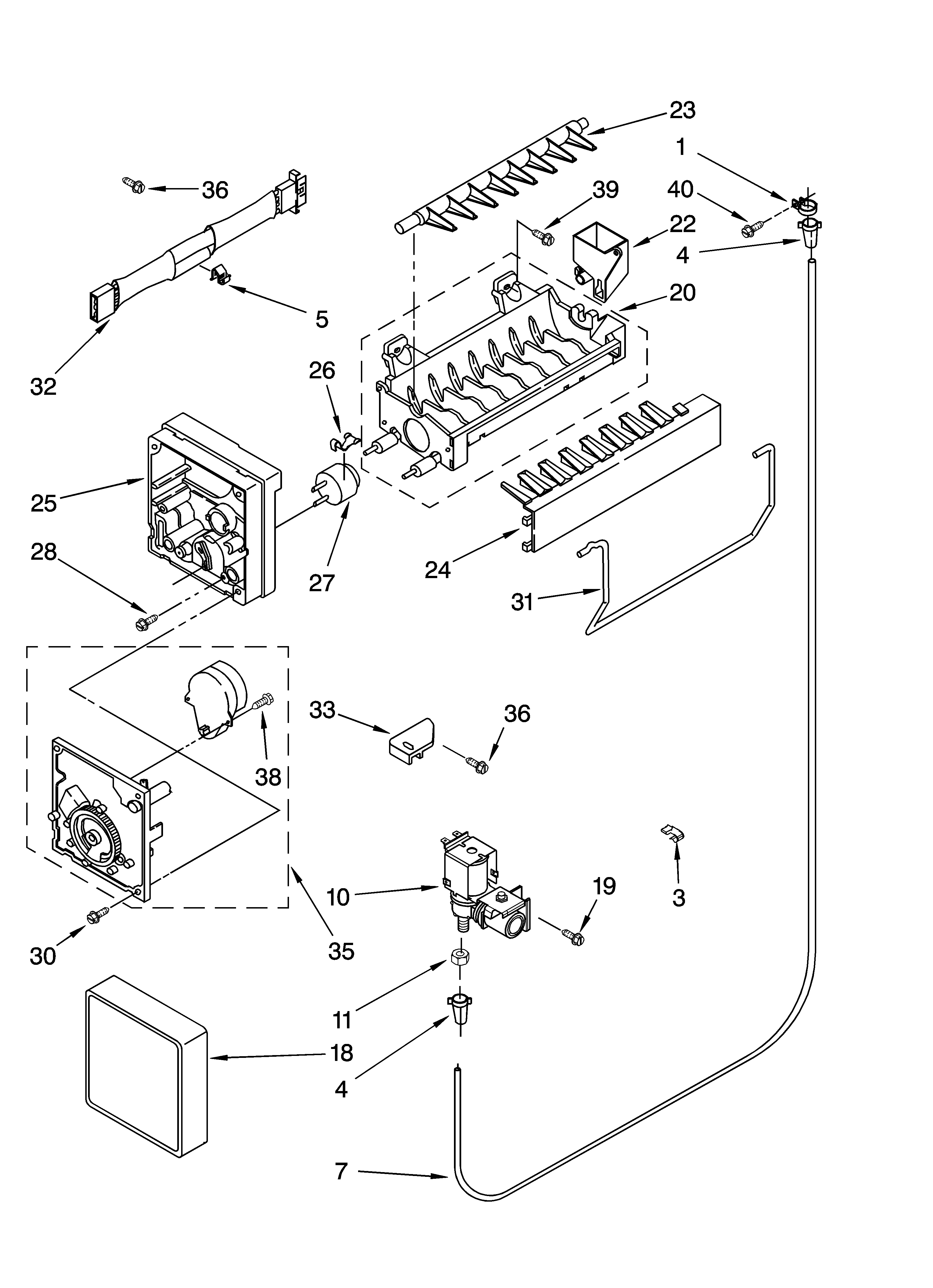 Whirlpool ET1CHMXKT04 icemaker parts diagram