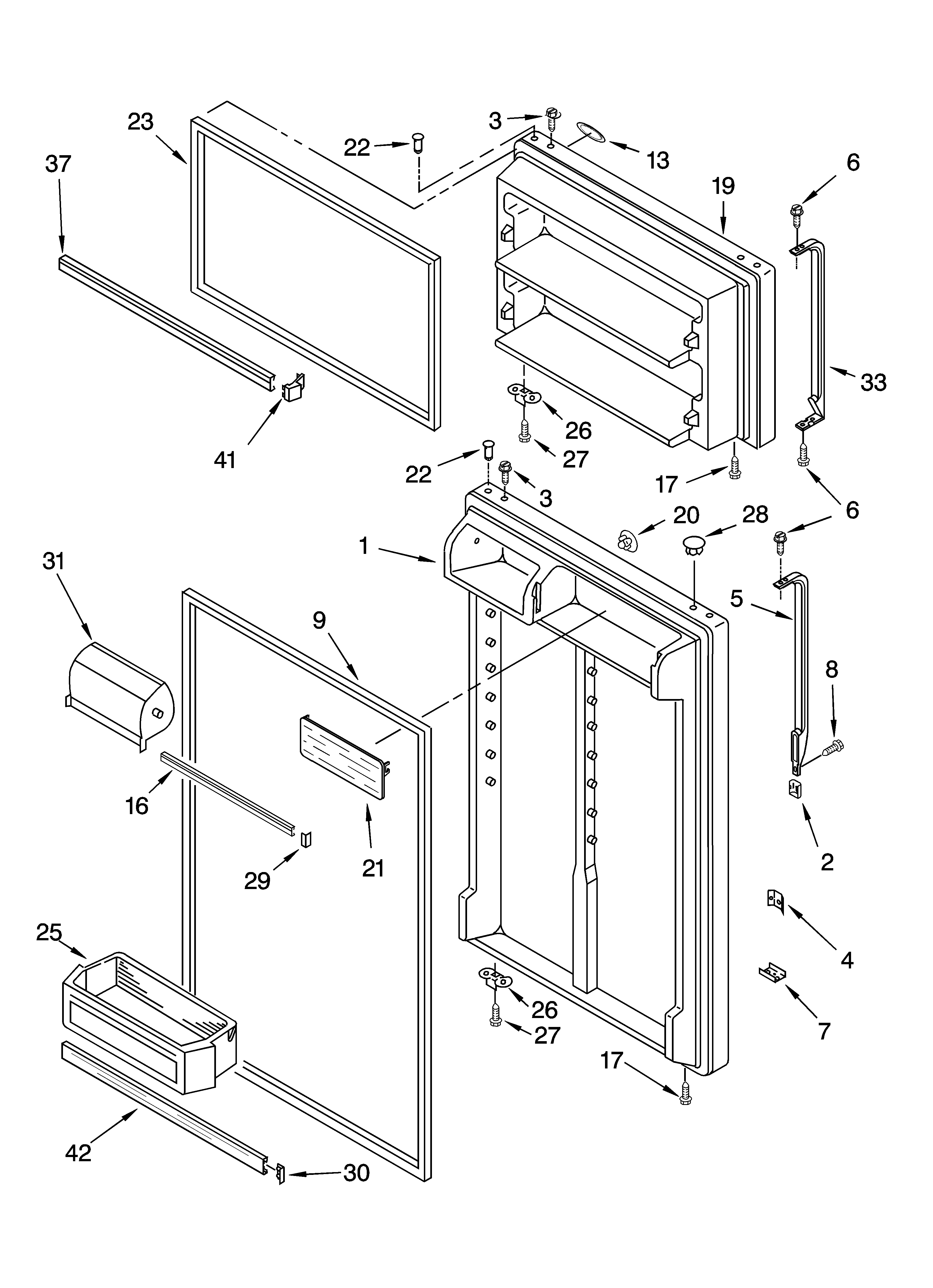 Whirlpool ET1FHTXMT02 door parts diagram