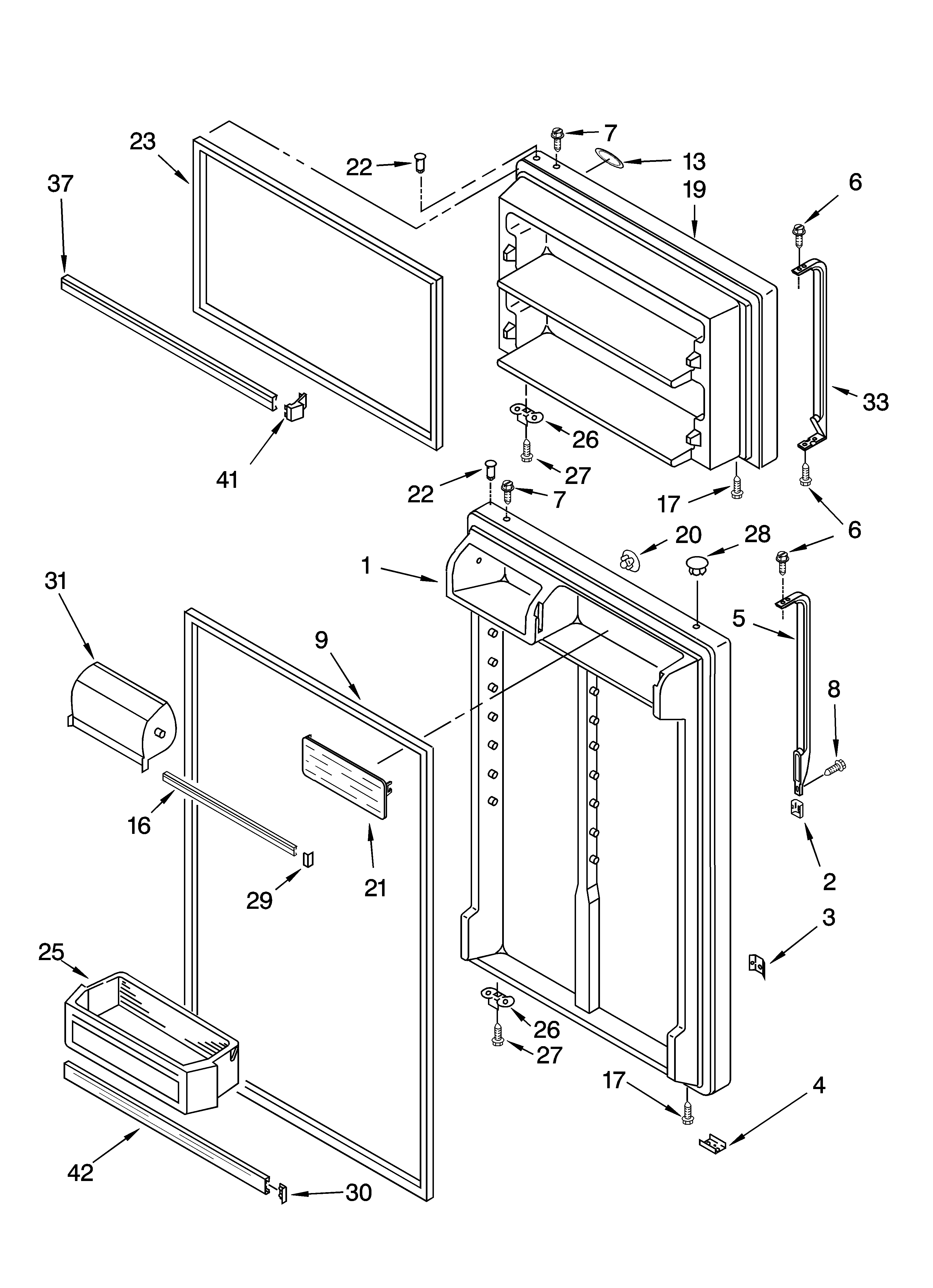 Whirlpool ET1FTKXKQ04 door parts diagram