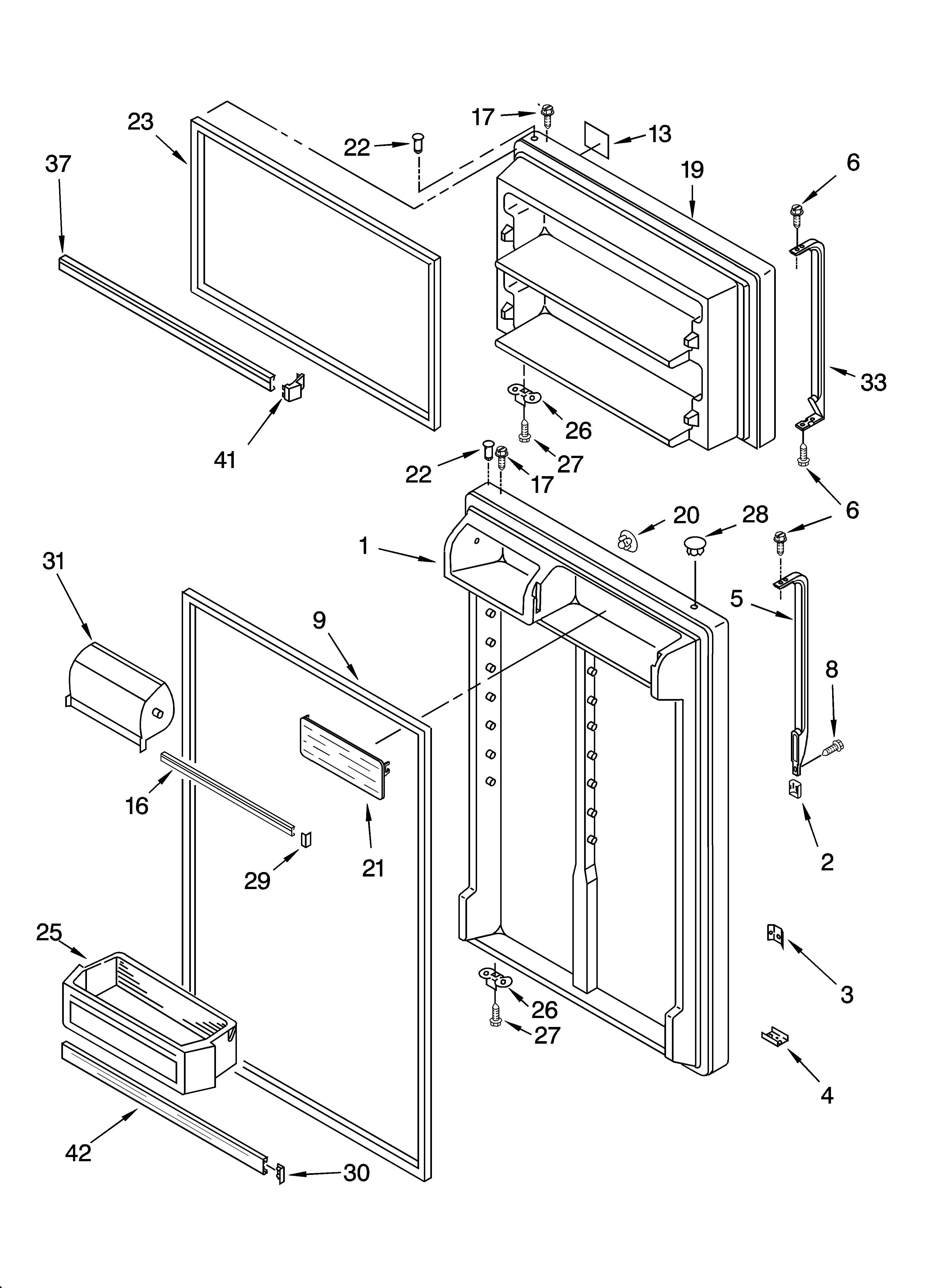 Whirlpool ET1LFKXKQ04 door parts diagram