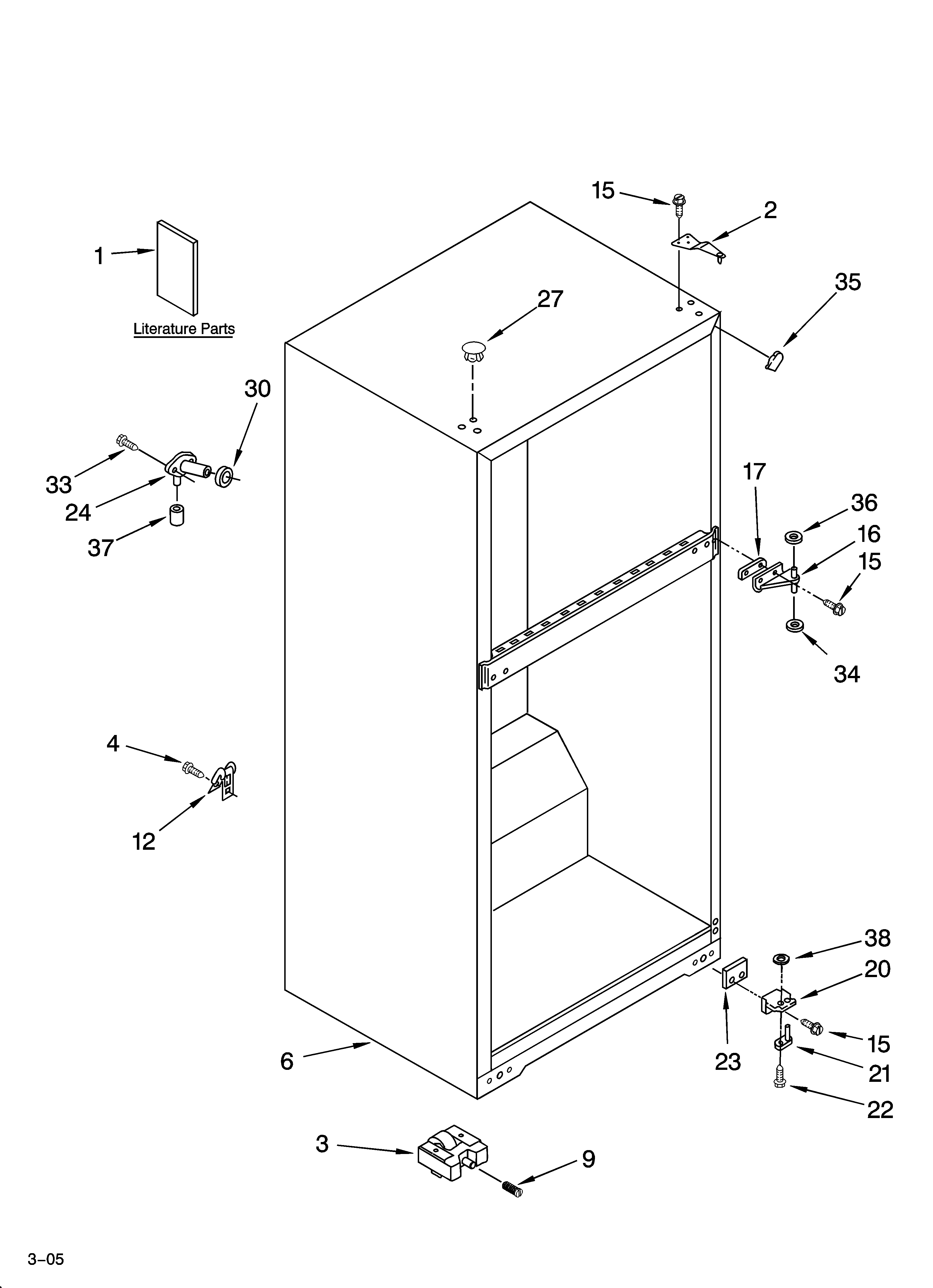 Whirlpool ET8BPKXKT03 cabinet parts diagram