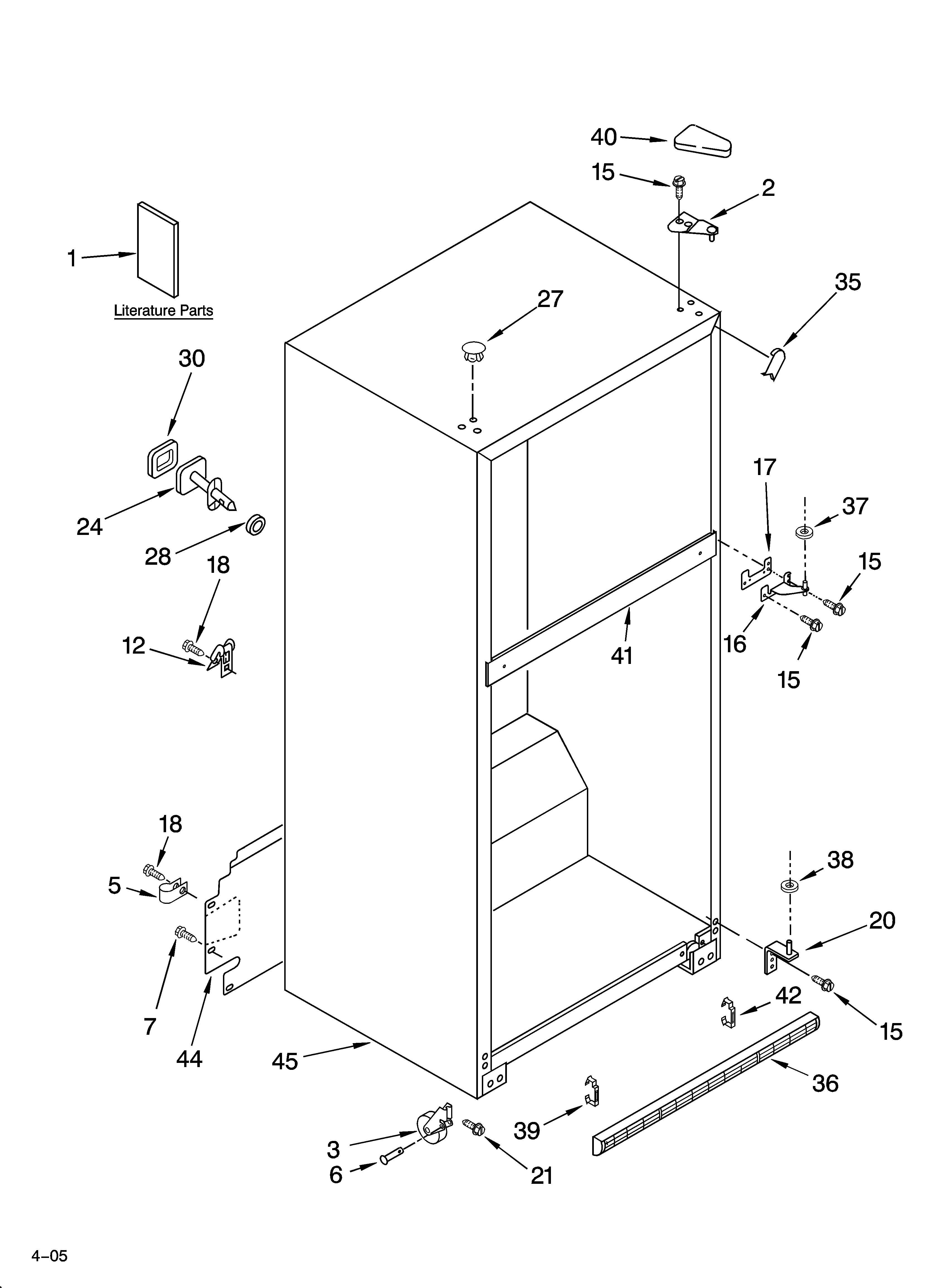Whirlpool ET8FTEXMB02 cabinet parts diagram