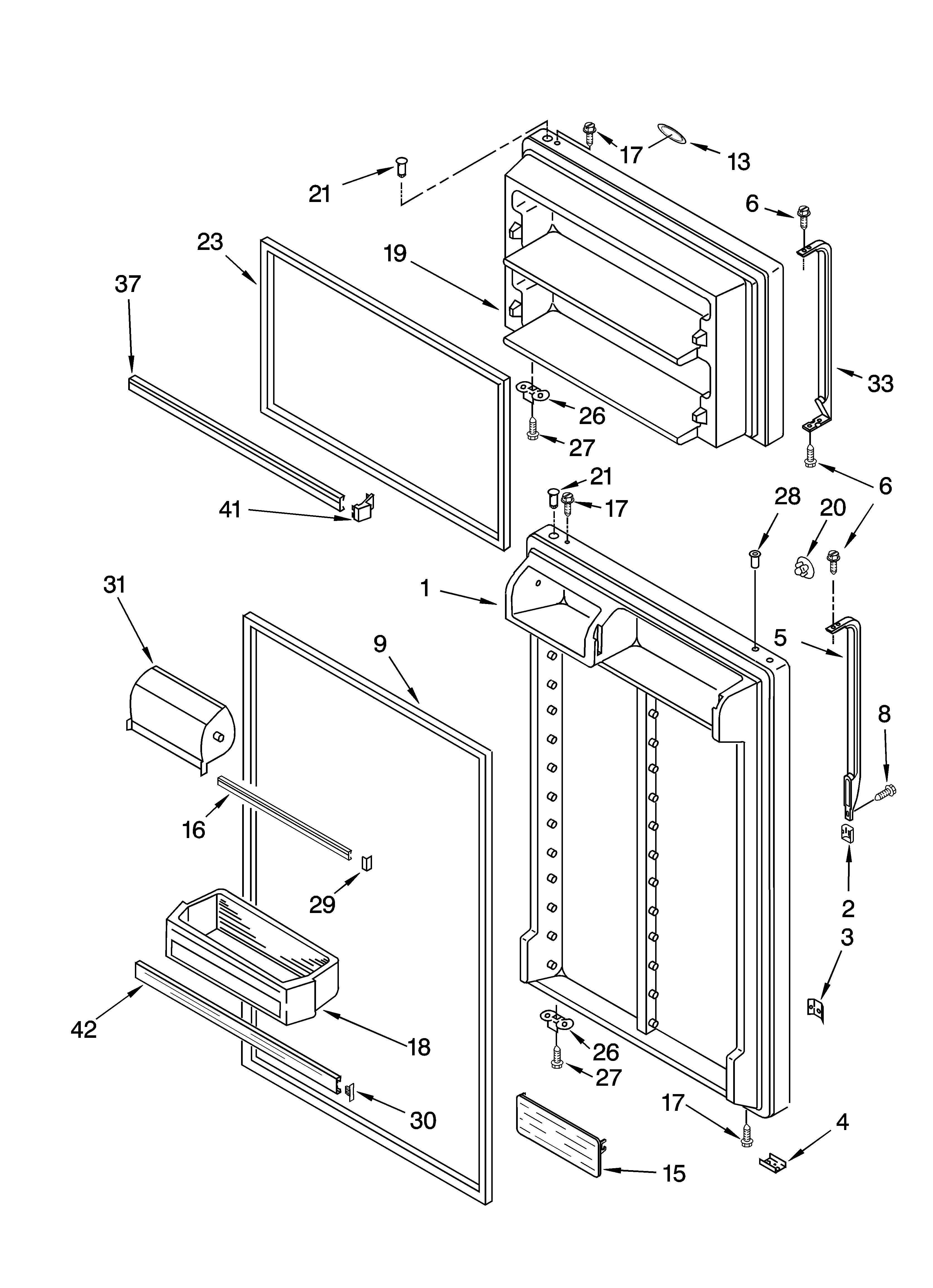 Whirlpool ET8FTEXMB02 door parts diagram