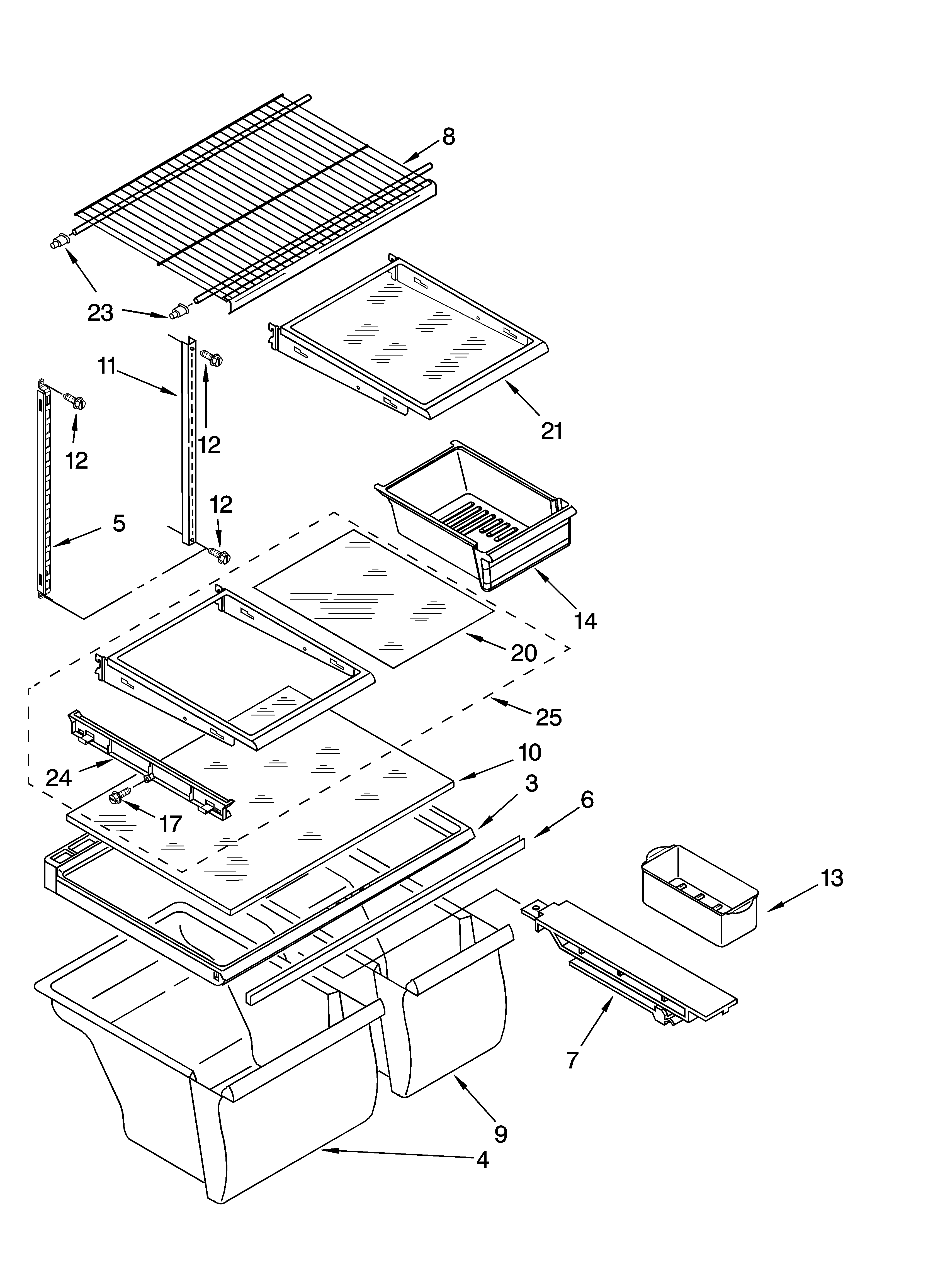 Whirlpool ET8FTEXMB02 shelf parts, optional parts diagram
