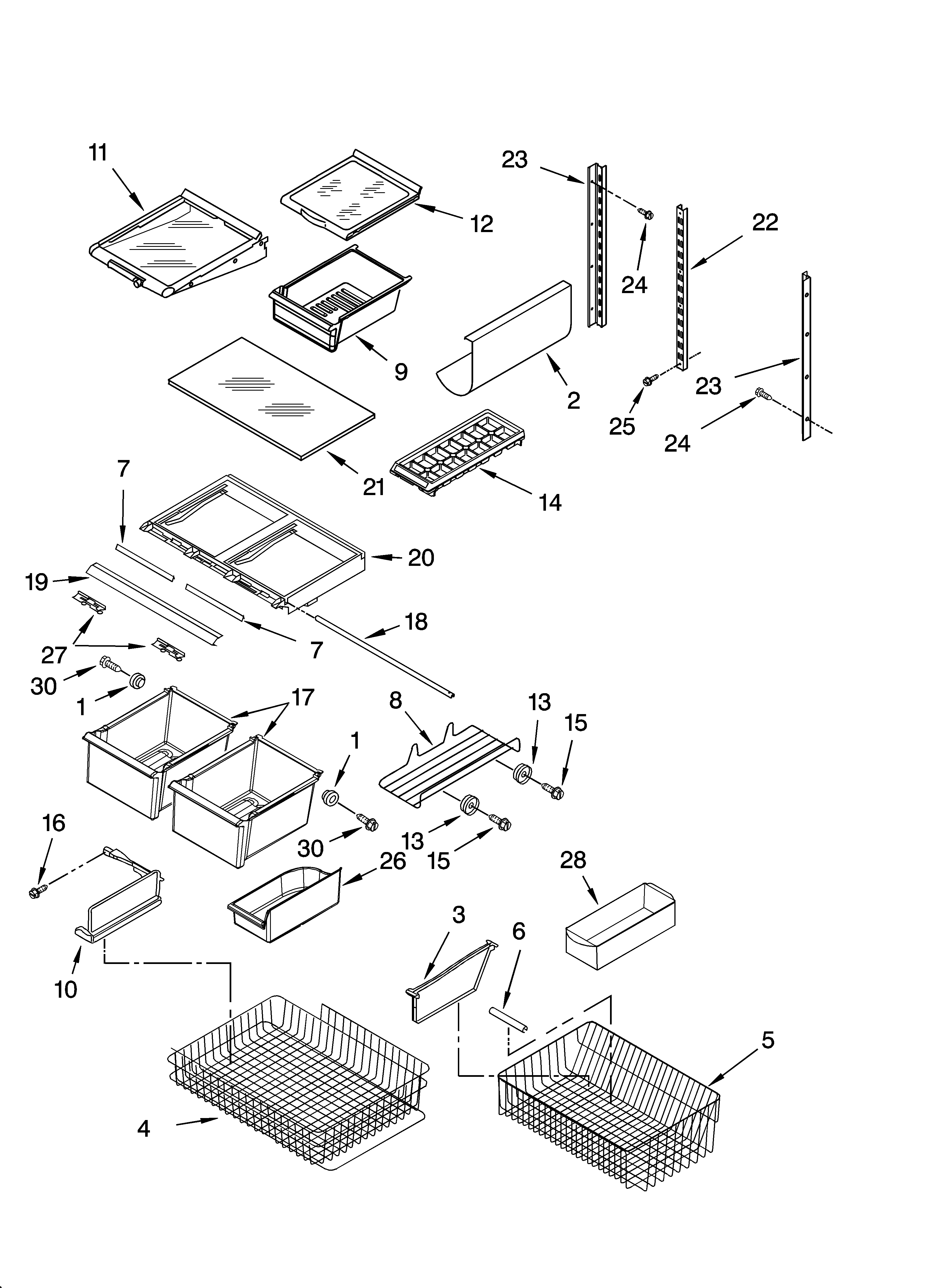Whirlpool GB9SHDXPS00 shelf parts, optional parts diagram