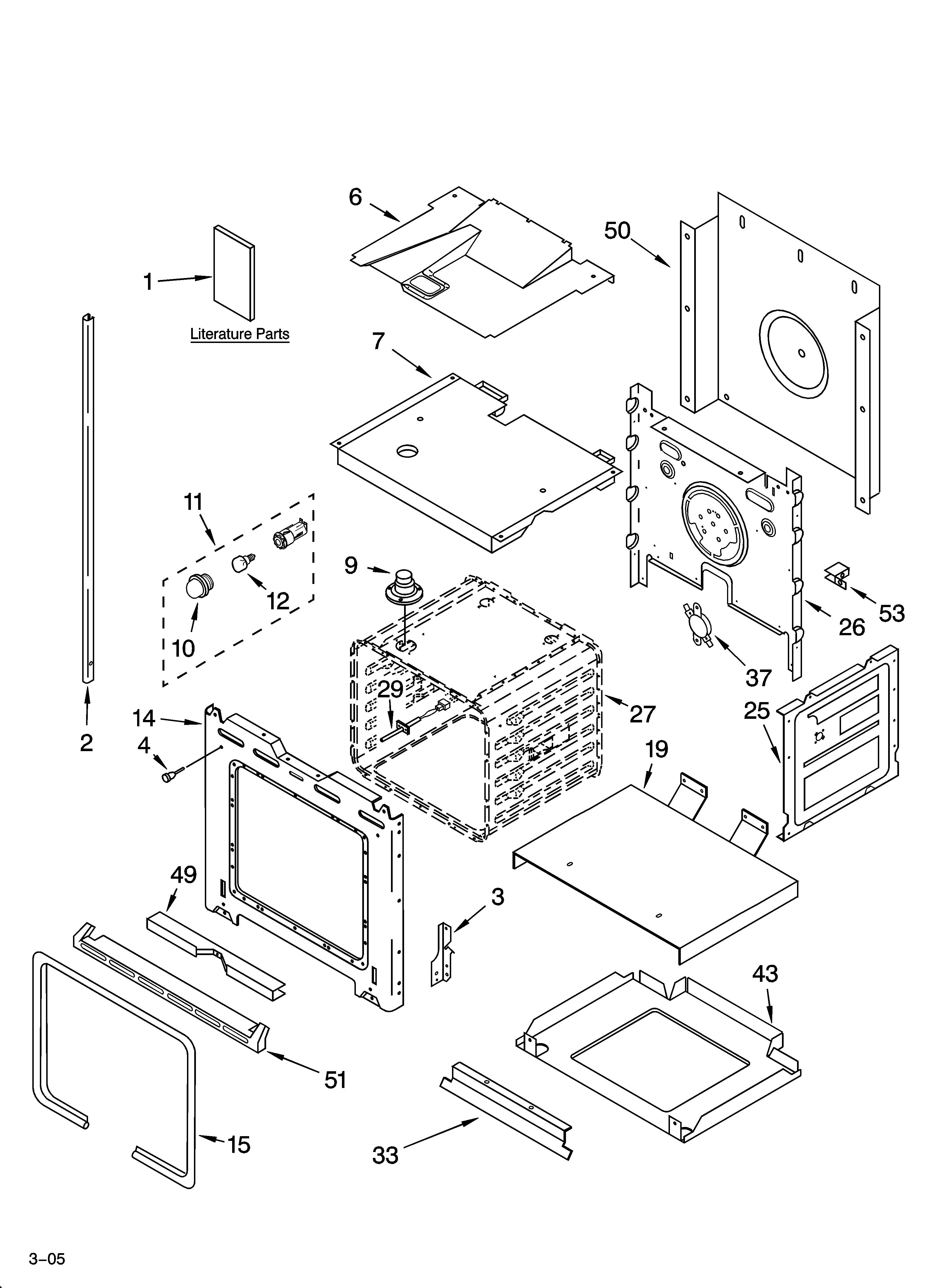 Whirlpool GBD307PDT10 lower oven parts diagram